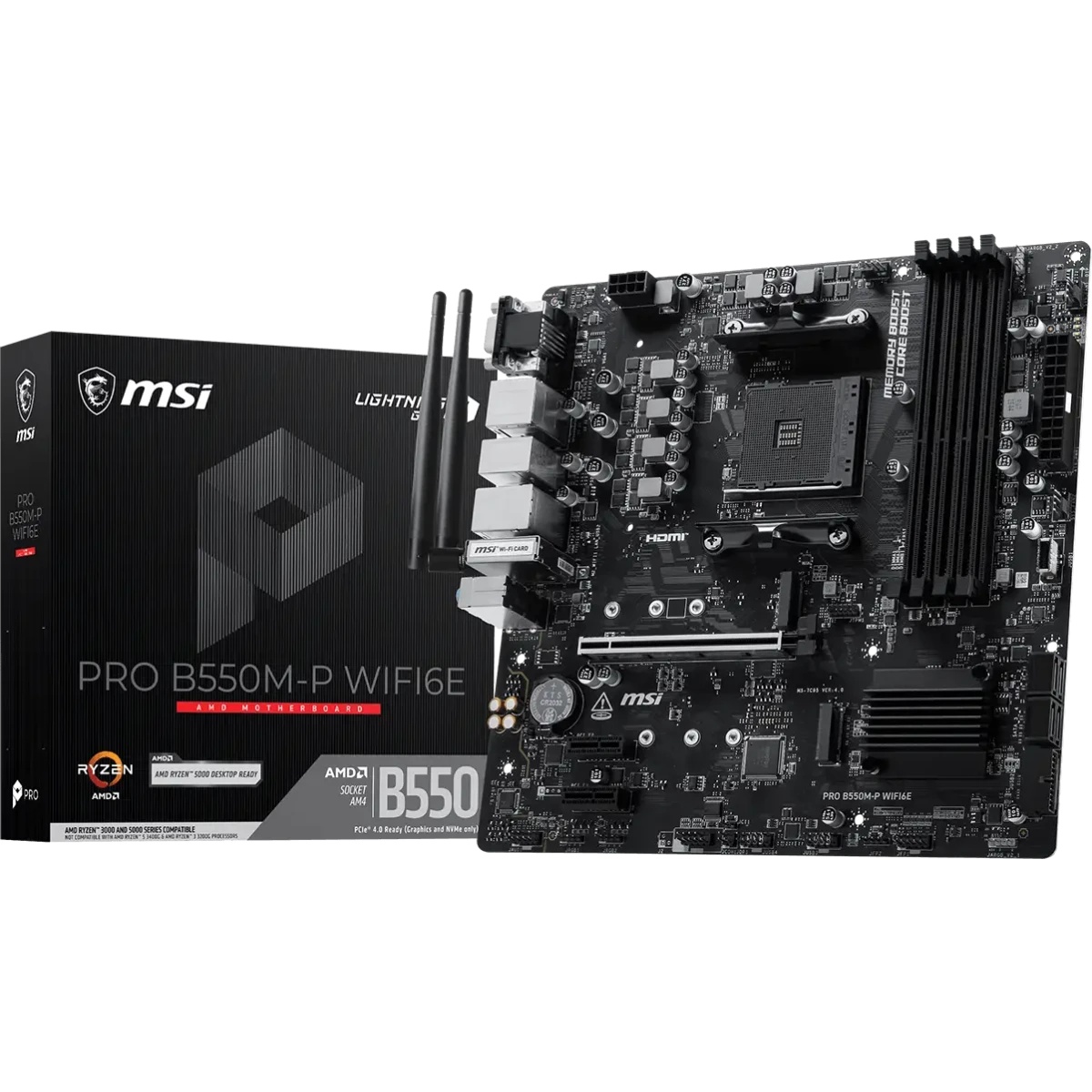 Материнская плата MSI PRO B550M-P WIFI6E B550, AM4, 4*DDR4, 1*PCIEx16, 2*PCIEx1, 2*M.2, 1*TypeC, 6*U