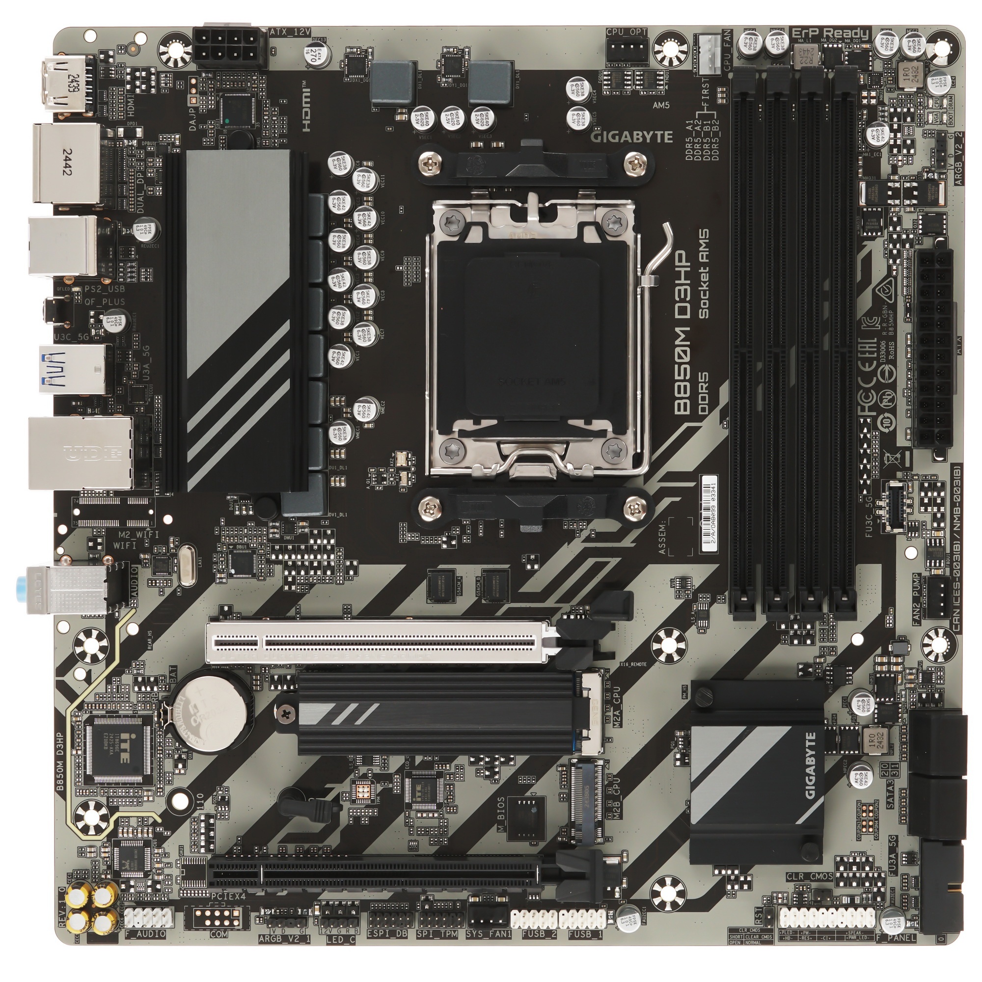 Материнская плата Gigabyte B850M D3HP, AM5, AMD B850, 4xDDR5, 4xSATA, 2xM.2, 1xPCIe 5.0 x16, 1xPCIe
