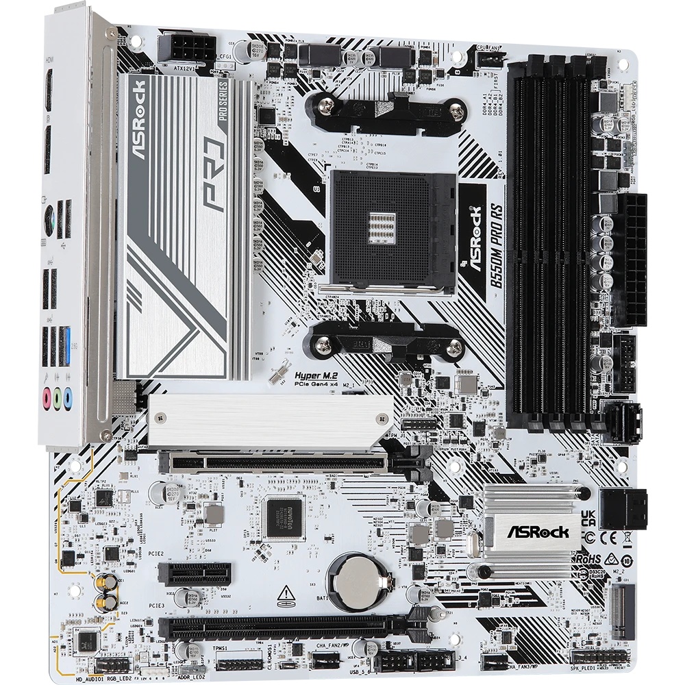 Материнская плата Asrock B550M Pro RS Soc-AM4 AMD B550 4xDDR4 mATX AC`97 8ch(7.1) 2.5Gg RAID+HDMI+DP