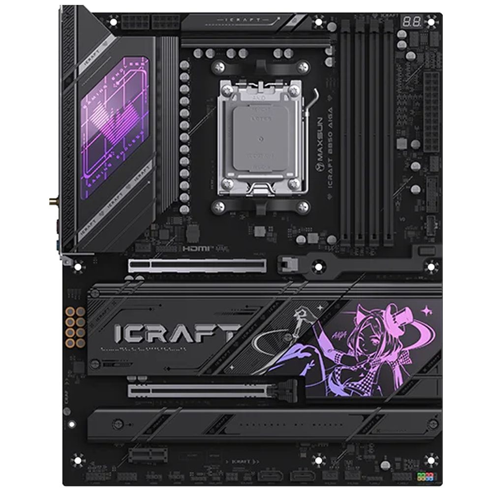 Материнская плата MAXSUN iCraft B850 AIGA, AM5, AMD B850, 4xDDR5, 2xSATA, 4xM.2, 2xPCIe 5.0 x16, Dis