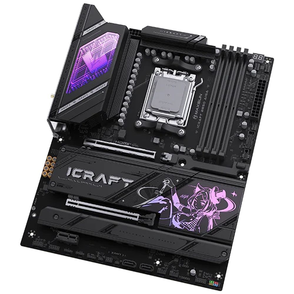 Материнская плата MAXSUN iCraft B850 AIGA, AM5, AMD B850, 4xDDR5, 2xSATA, 4xM.2, 2xPCIe 5.0 x16, Dis