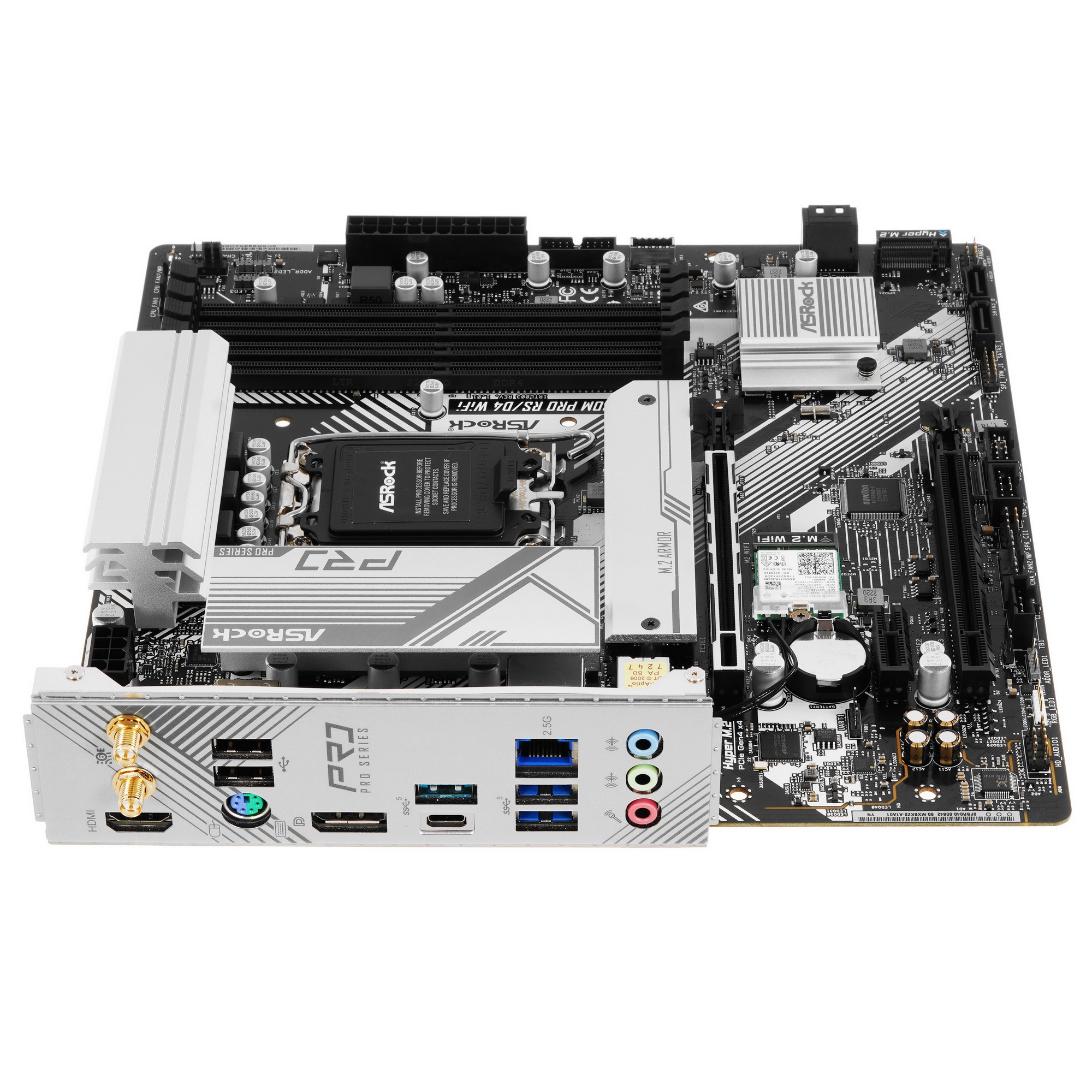Материнская плата ASRock B760M Pro RS/D4 WiFi, LGA 1700, Intel B760, 4xDDR4, 4xSATA, 2xM.2, 1xPCIe 4