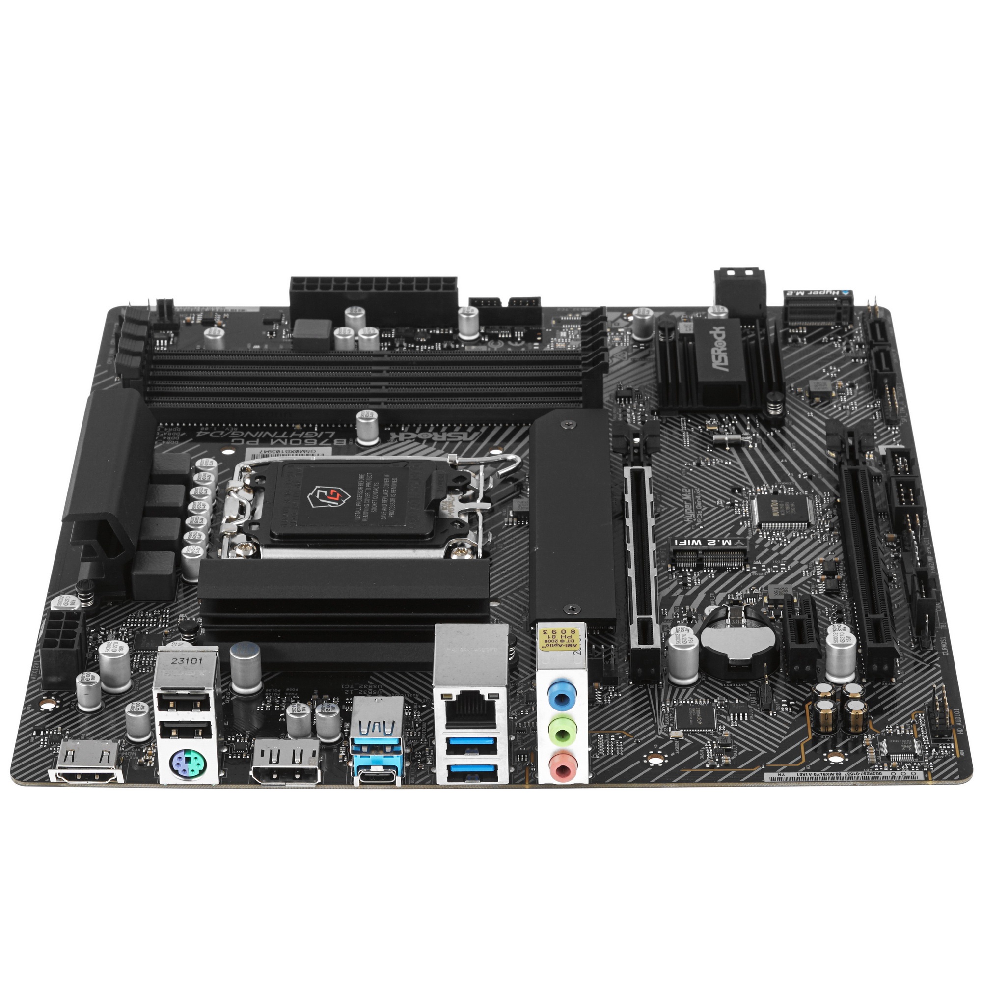 Материнская плата ASRock B760M PG Lightning/D4, LGA 1700, Intel B760, 4xDDR4, 4xSATA, 2xM.2, 1xPCIe