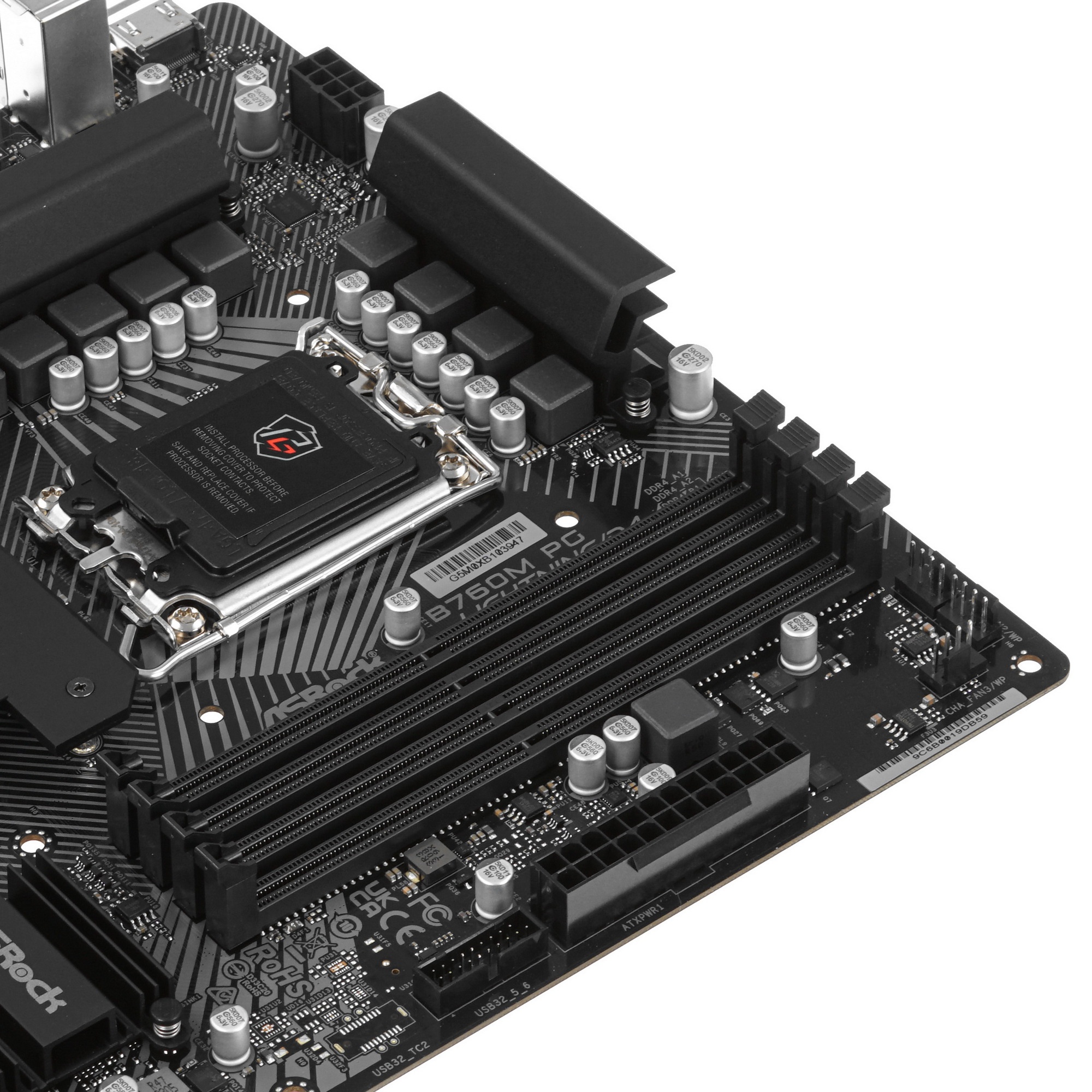 Материнская плата ASRock B760M PG Lightning/D4, LGA 1700, Intel B760, 4xDDR4, 4xSATA, 2xM.2, 1xPCIe