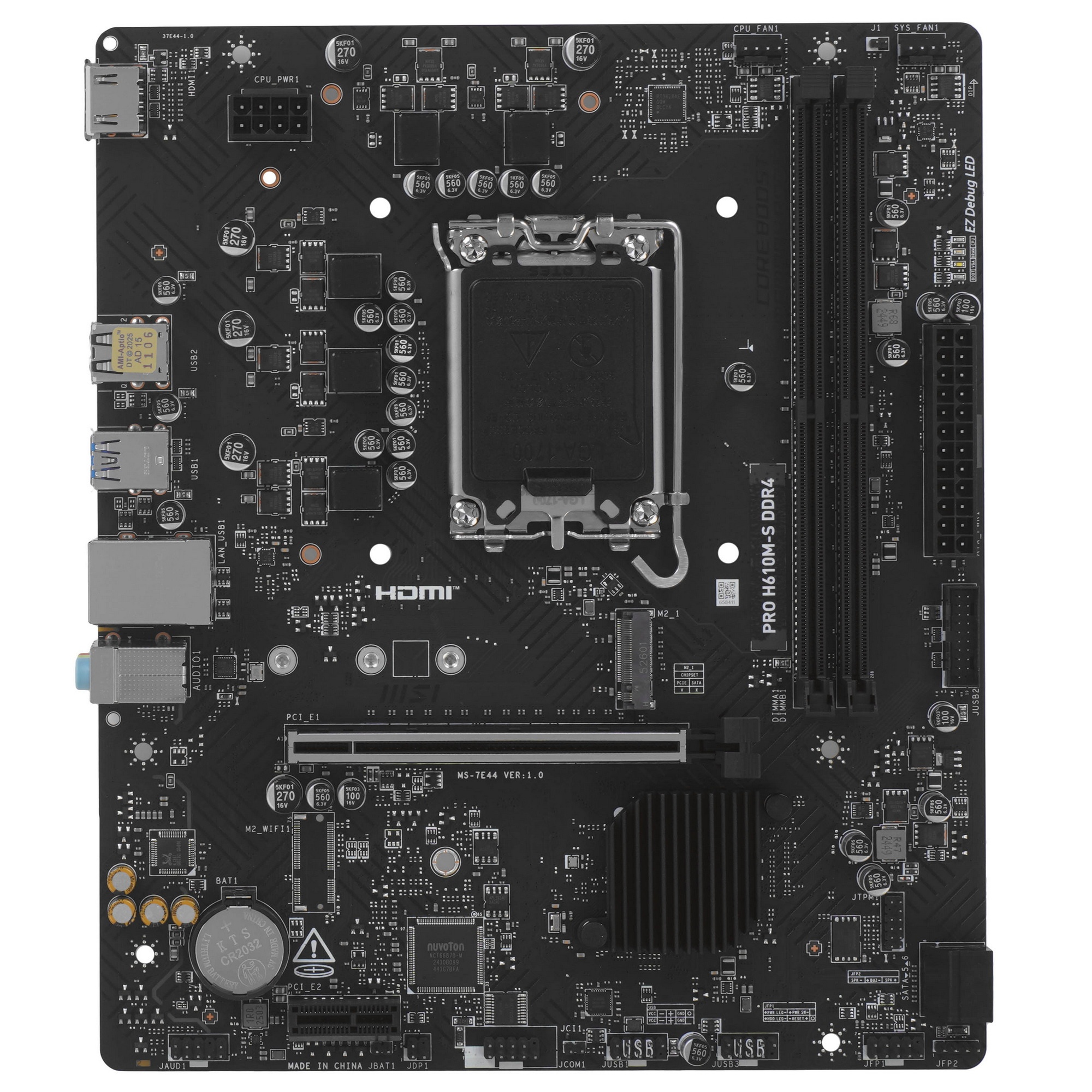 Материнская плата MSI PRO H610M-S DDR4, LGA 1700, Intel H610, 2xDDR4, 2xSATA, 1xM.2, 1xPCIe 4.0 x16,