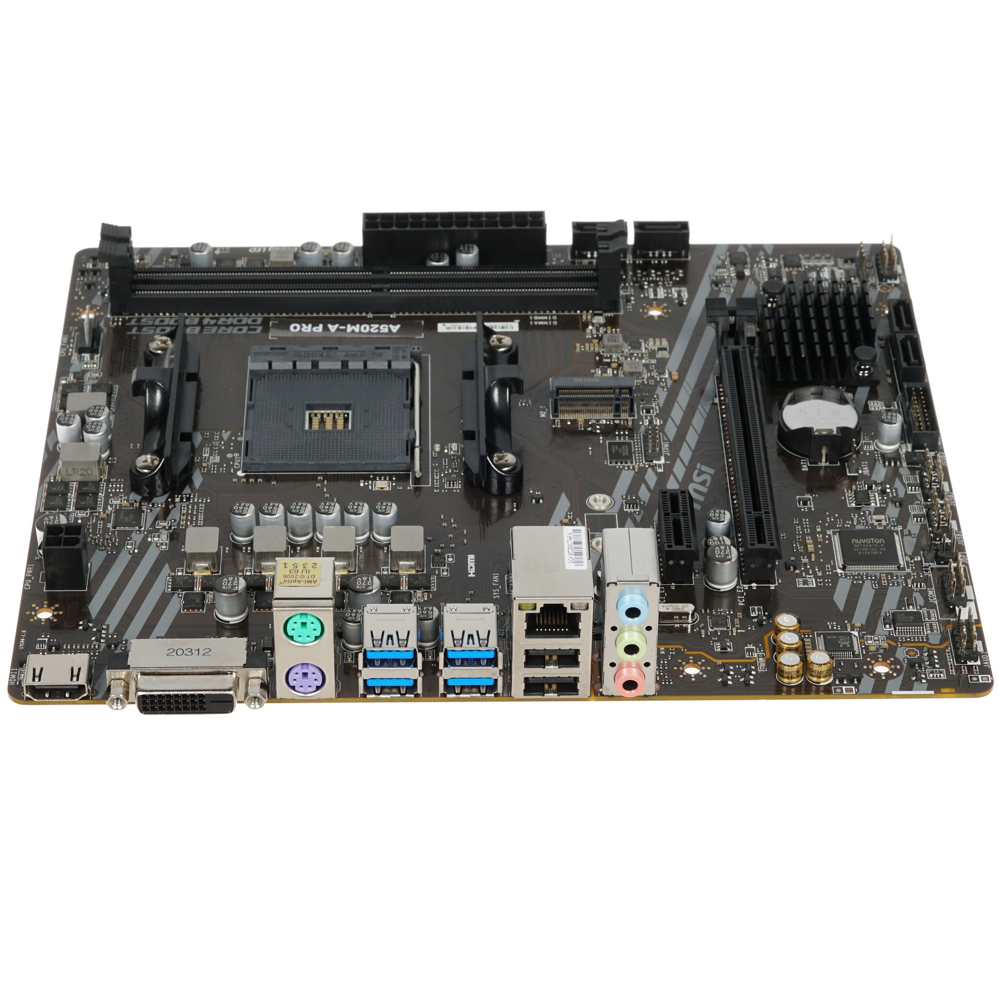 Материнская плата MSI A520M-A PRO, AM4, AMD A520, 2xDDR4, 4xSATA, 1xM.2, 1xPCIe 3.0 x16, 1xDVI-D, 1x