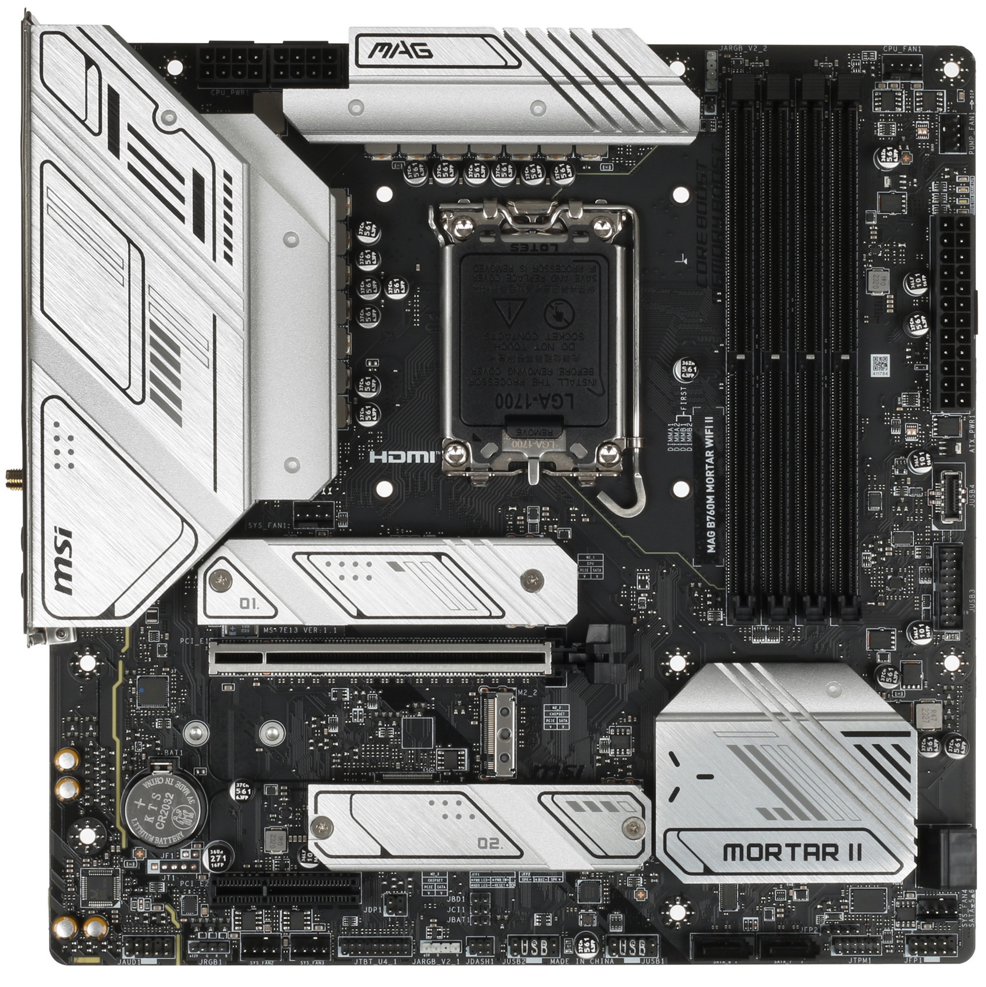 Материнская плата MSI MAG B760M MORTAR WIFI II, LGA 1700, Intel B760, 4xDDR5, 4xSATA, 3xM.2, 1xPCIe