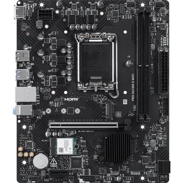 Материнская плата MSI PRO H610M-S WIFI H610, LGA1700, 2*DDR5, 1*PCIEx16, 1*PCIEx1, 1*M.2, 4*USB3.2Ge