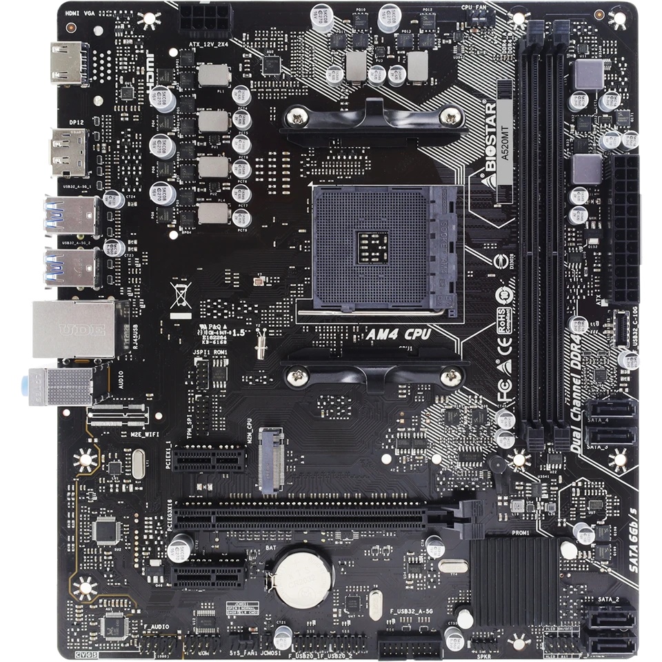 Материнская плата Biostar A520MT, Socket AM4, AMD A520, 2xDDR4, 4xSATA, 1xPCI-E 3.0 x16, 2xPCI-E x1,