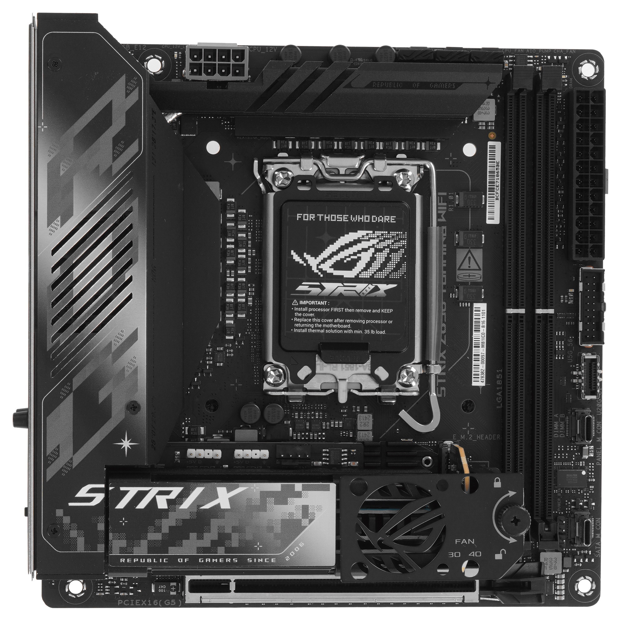 Материнская плата ASUS ROG STRIX Z890-I GAMING WIFI, LGA 1700, Intel Z890, 2xDDR5, 2xSATA, 2xM.2, 1x