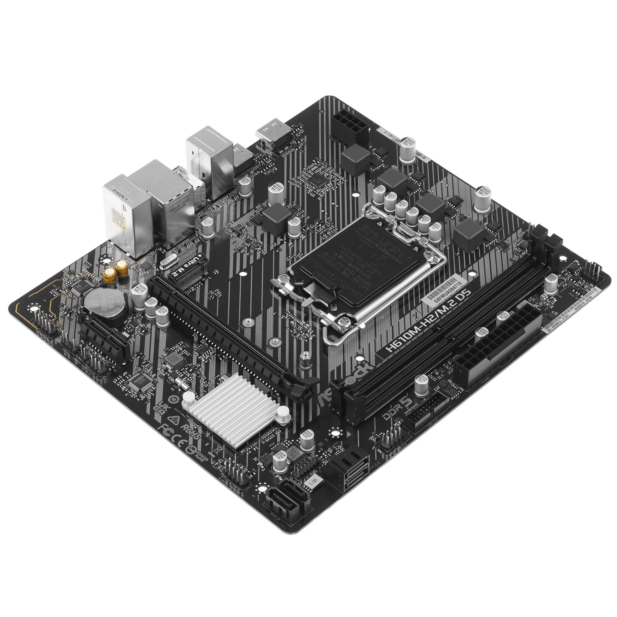 Материнская плата ASRock H610M-H2/M.2 D5, LGA 1700, Intel H610, 2xDDR5, 4xSATA, 1xM.2, 1xPCIe 4.0 x1
