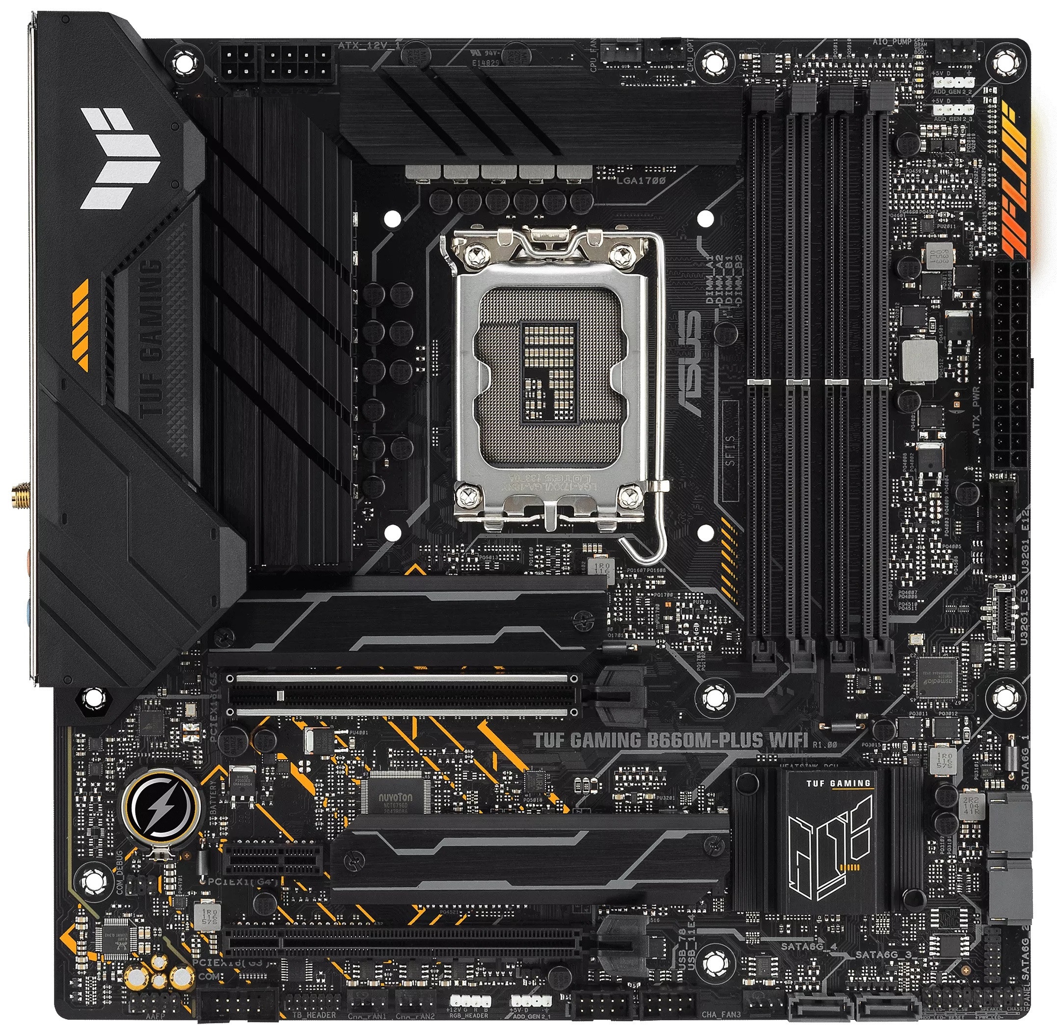 Материнская плата ASUS TUF GAMING B660M-PLUS WIFI, LGA 1700, Intel B660, 4xDDR5, 4xSATA, 2xM.2, 1xPC