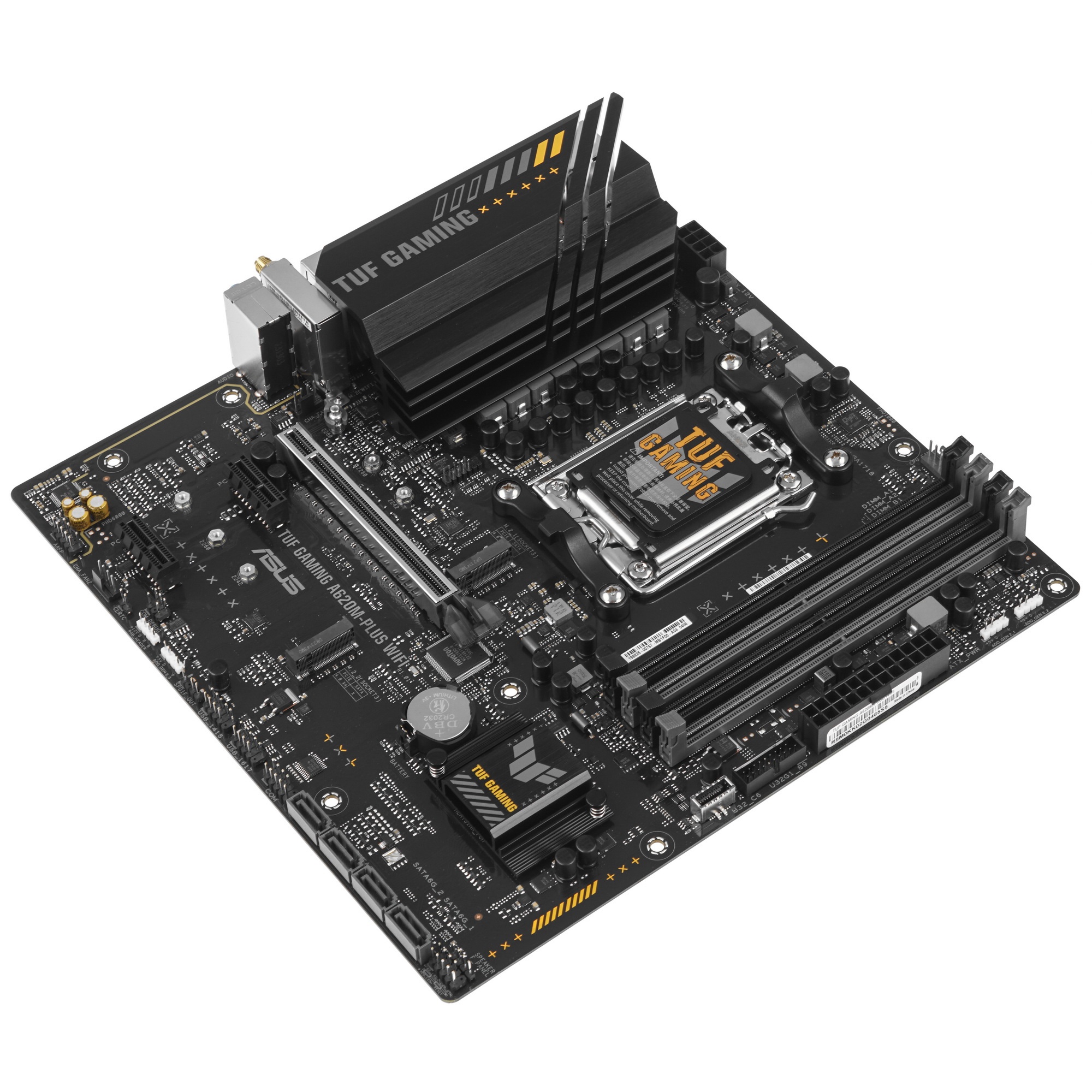 Материнская плата ASUS TUF GAMING A620M-PLUS WIFI, AM5, AMD A620, 4xDDR5, 4xSATA, 2xM.2, 1xPCIe 4.0