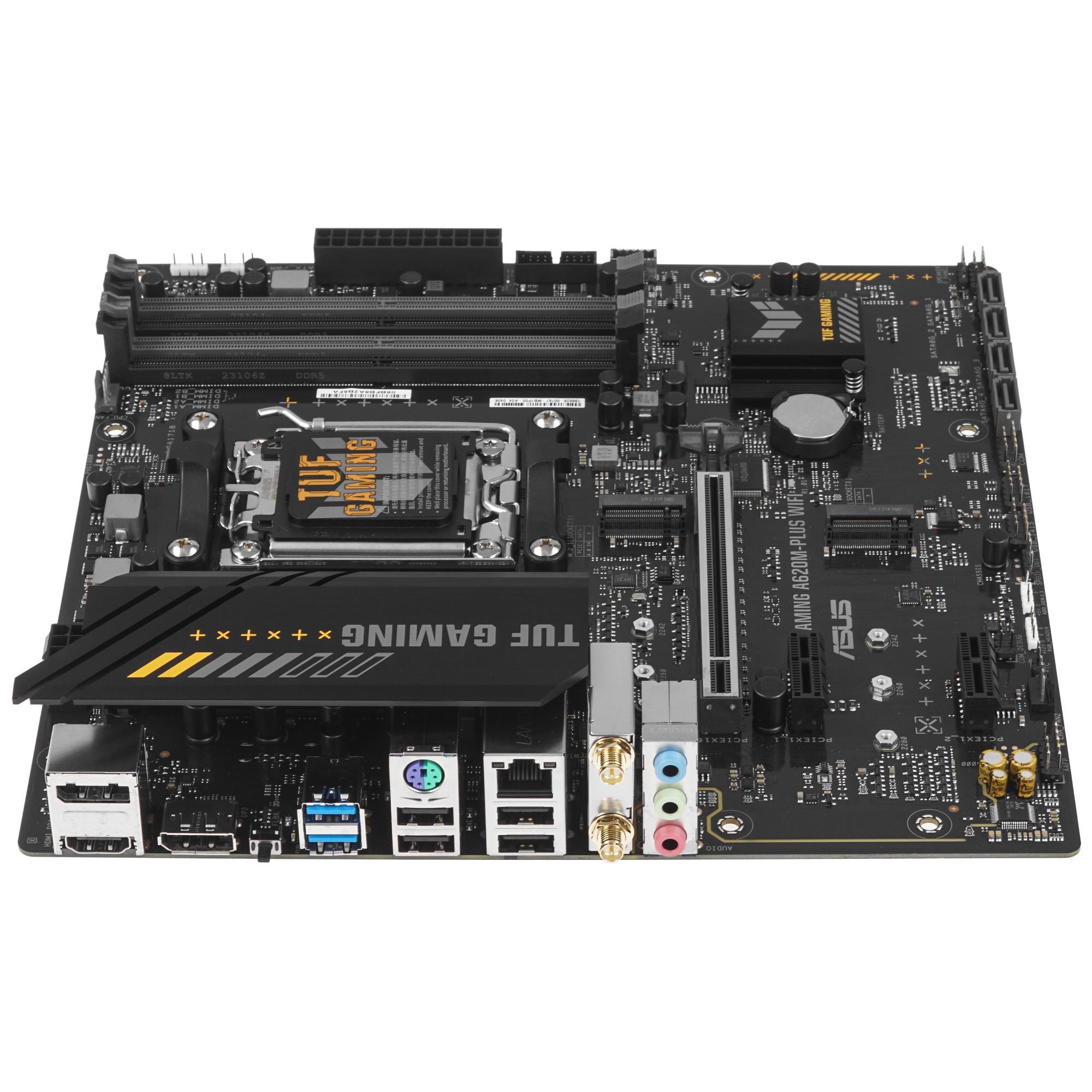 Материнская плата ASUS TUF GAMING A620M-PLUS WIFI, AM5, AMD A620, 4xDDR5, 4xSATA, 2xM.2, 1xPCIe 4.0