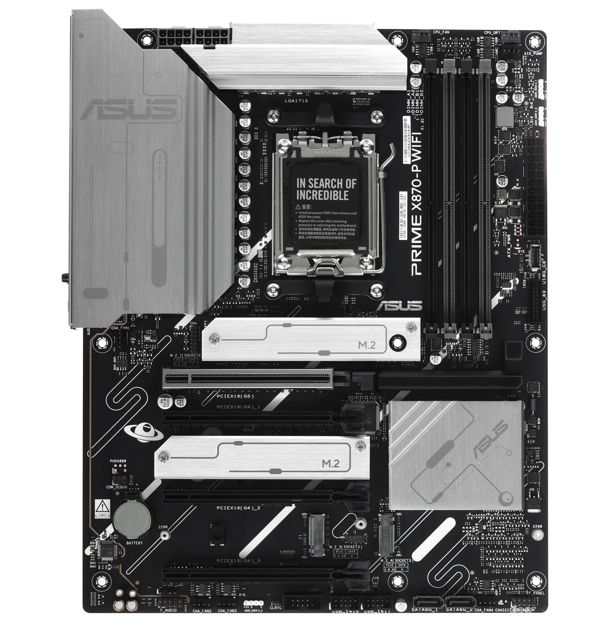 Материнская плата ASUS PRIME X870-P WIFI, AM5, AMD X870, 4xDDR5, 2xSATA, 4xM.2, 1xPCI-E 5.0 x16, 2xP