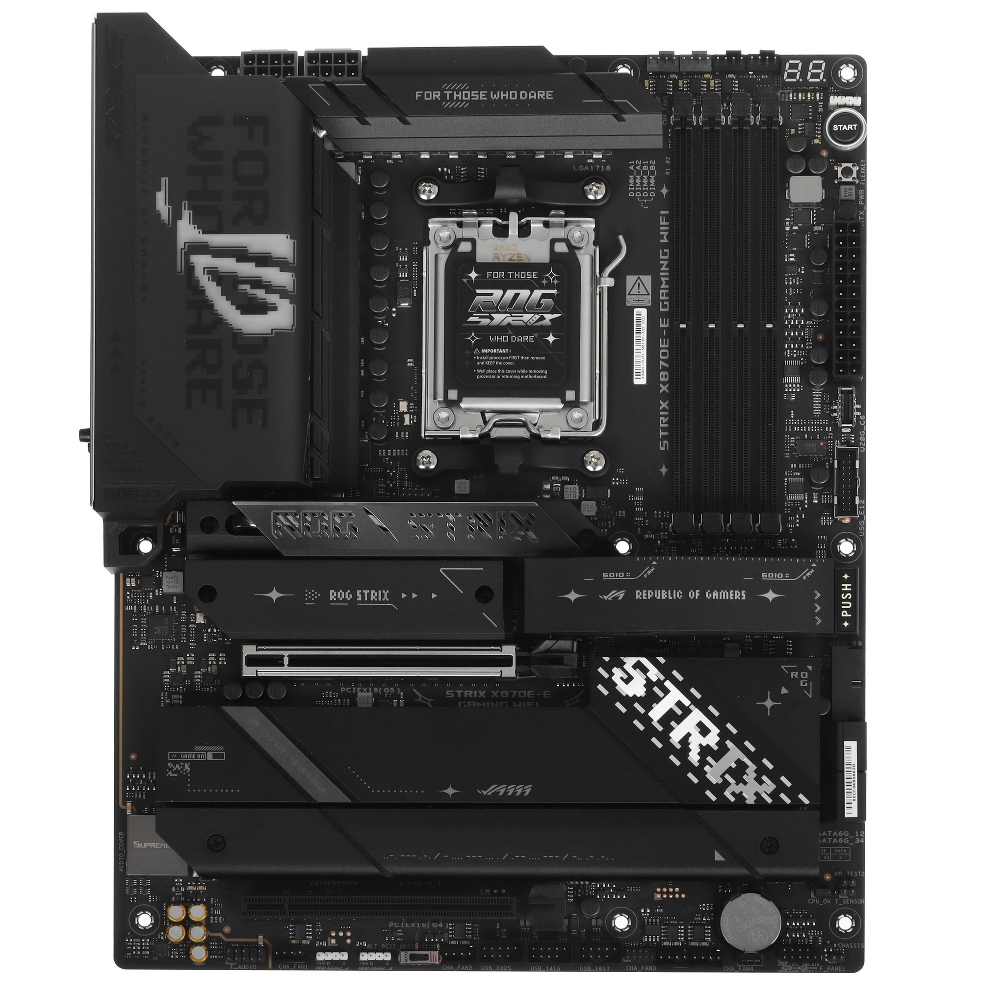 Материнская плата ASUS ROG STRIX X870E-E GAMING WIFI, AM5, AMD X870E, 4xDDR5, 4xSATA, 5xM.2, 1xPCI-E