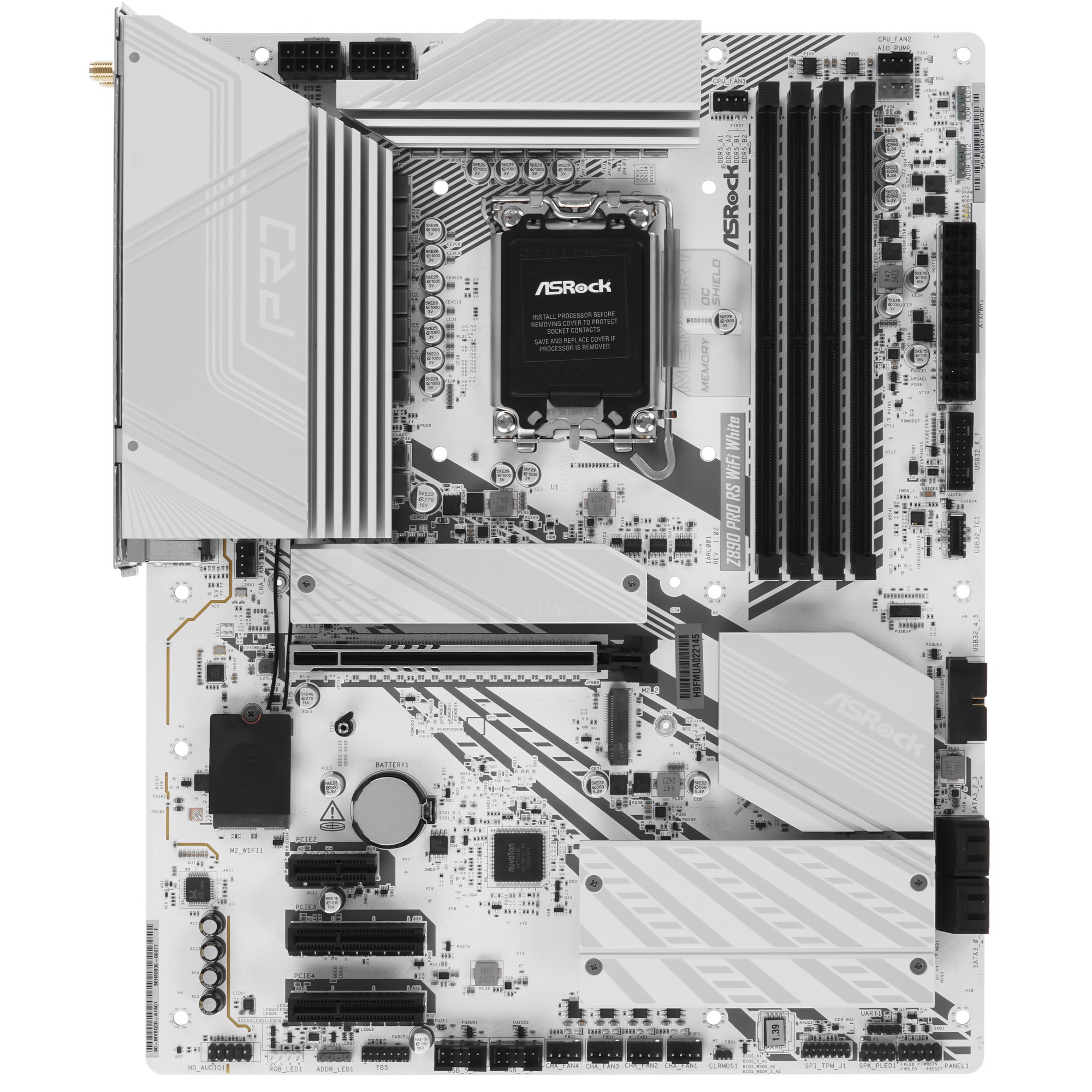 Материнская плата ASRock Z890 Pro RS WiFi White, LGA 1851, Intel Z890, 4xDDR5, 4xSATA, 4xM.2, 1xPCIe