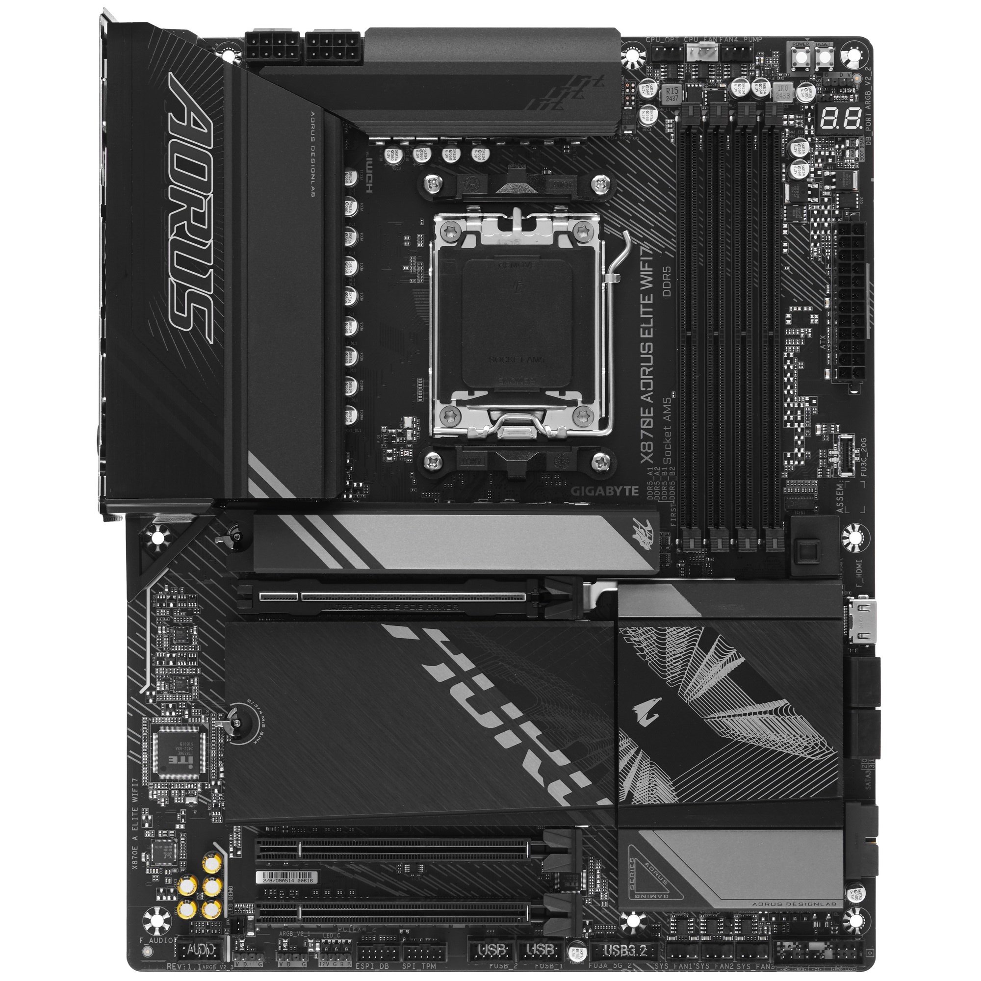 Материнская плата Gigabyte X870E AORUS ELITE WIFI7, AM5, AMD X870E, 4xDDR5, 4xSATA, 4xM.2, 1xPCI-E 5