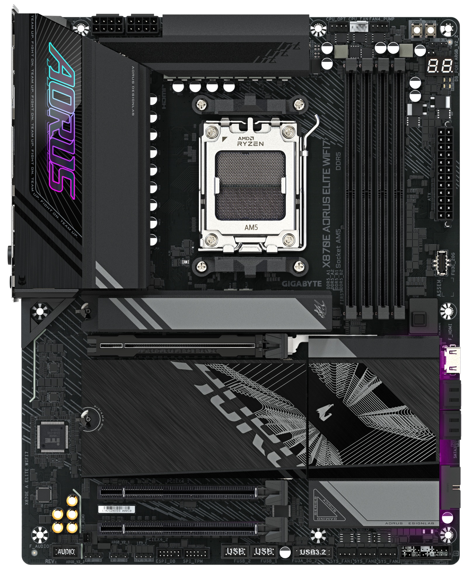 Материнская плата Gigabyte X870E AORUS ELITE WIFI7, AM5, AMD X870E, 4xDDR5, 4xSATA, 4xM.2, 1xPCI-E 5