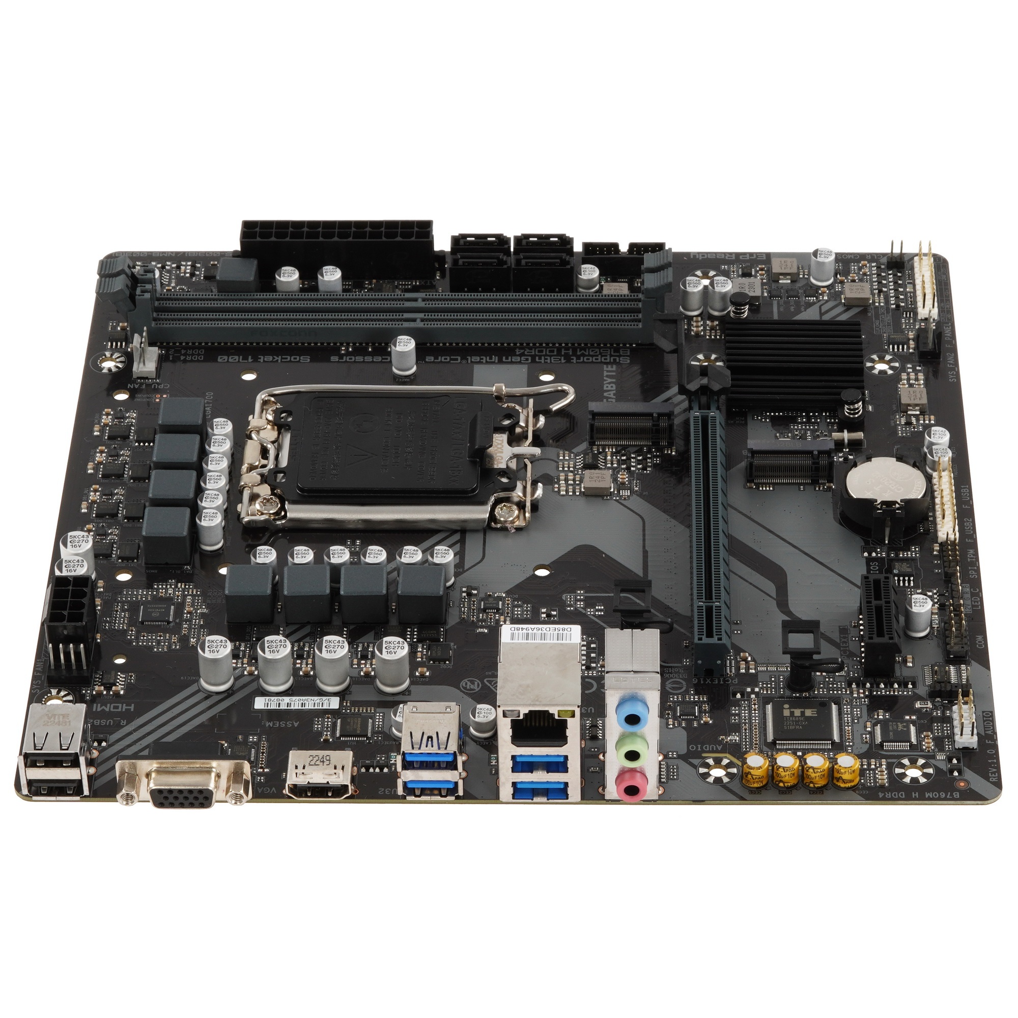 Материнская плата Gigabyte B760M H DDR4, LGA 1700, Intel B760, 2xDDR4, 4xSATA, 2xM.2, 1xPCIe 4.0 x16