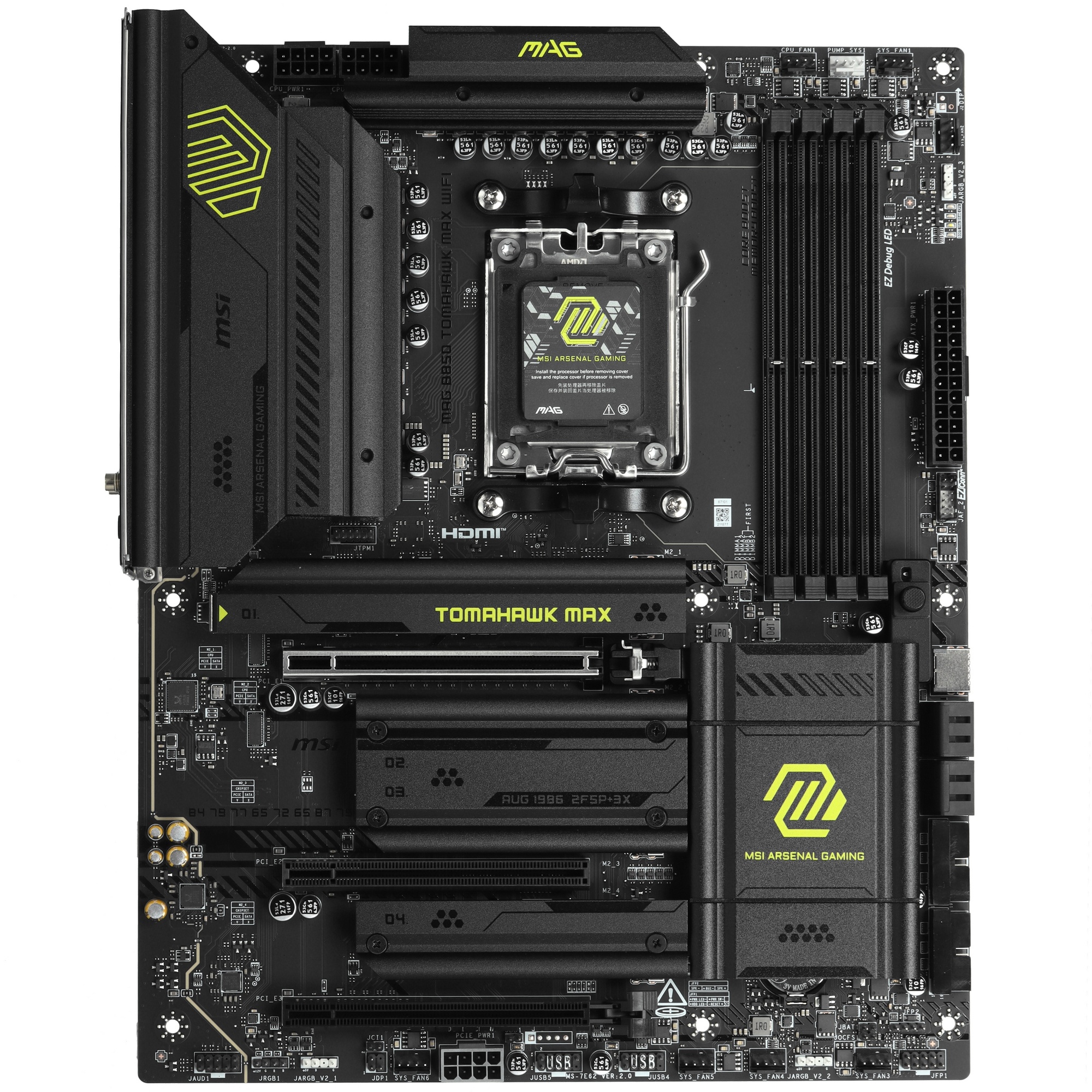 Материнская плата MSI MAG B850 TOMAHAWK MAX WIFI, AM5, AMD B850, 4xDDR5, 4xSATA, 4xM.2, 3xPCI-E x16,