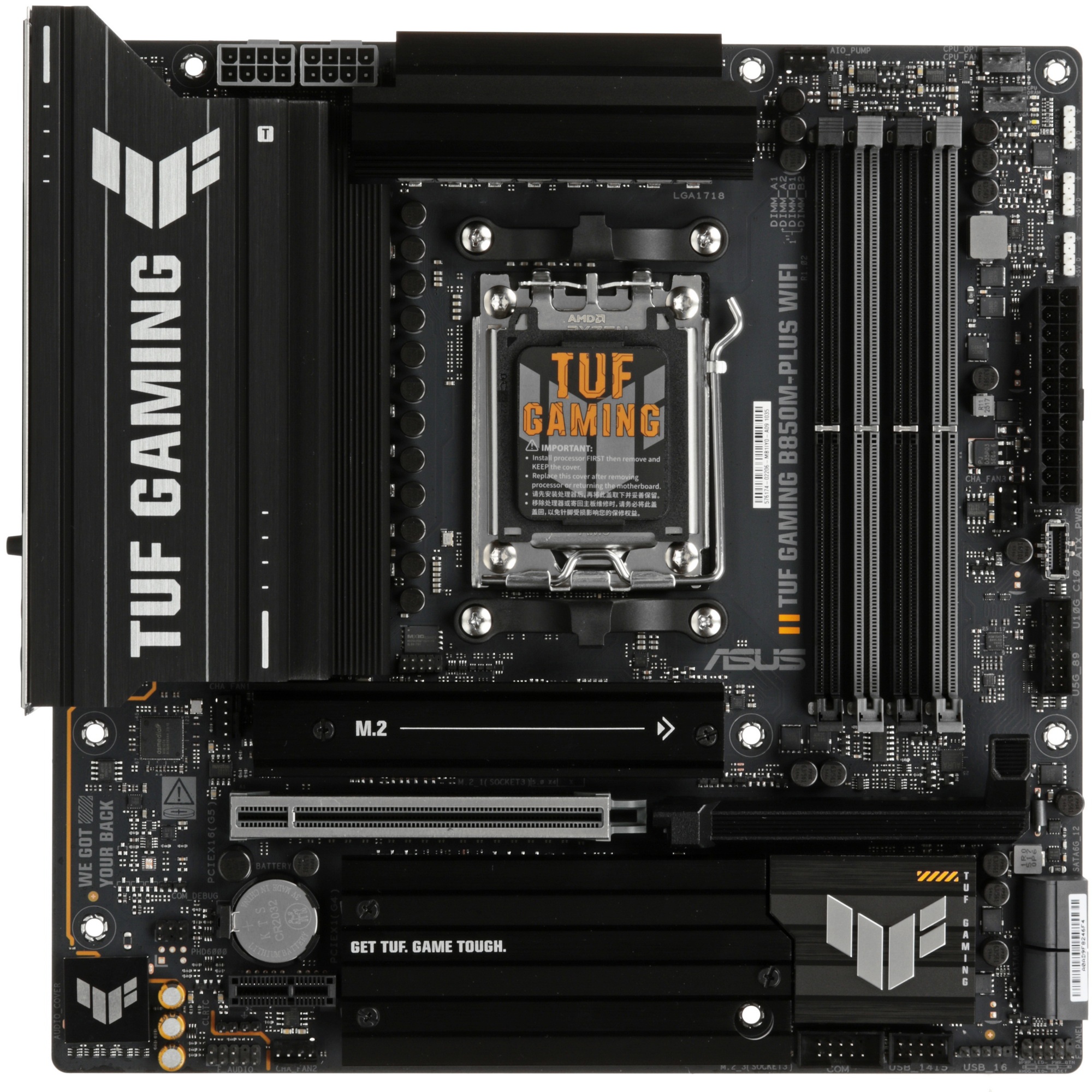 Материнская плата ASUS TUF GAMING B850M-PLUS WIFI, AM5, AMD B850, 4xDDR5, 4xSATA, 3xM.2, 1xPCIe 4.0