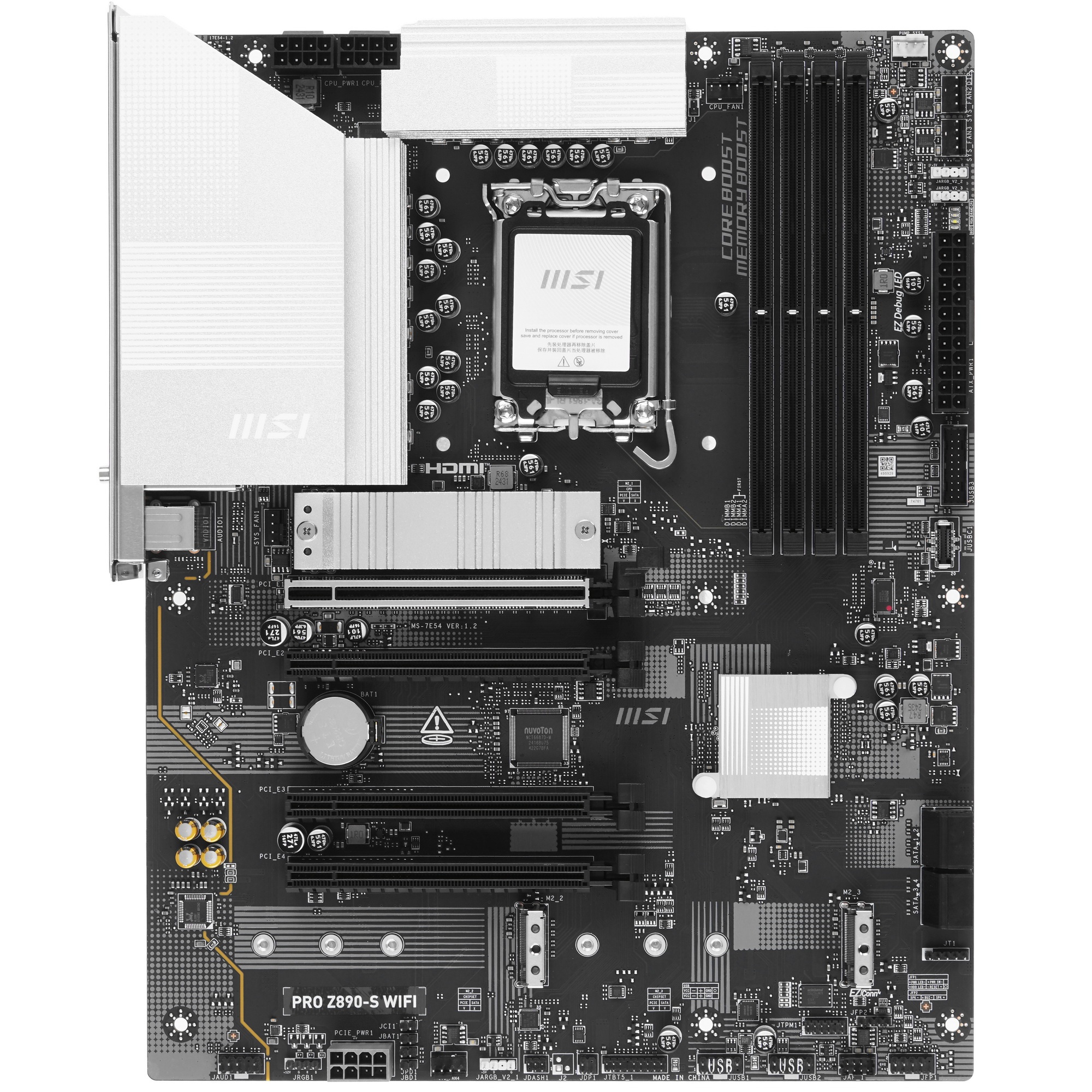 Материнская плата MSI PRO Z890-S WIFI, LGA 1851, Intel Z890, 4xDDR5, 4xSATA, 3xM.2, 1xPCIe 5.0 x16,