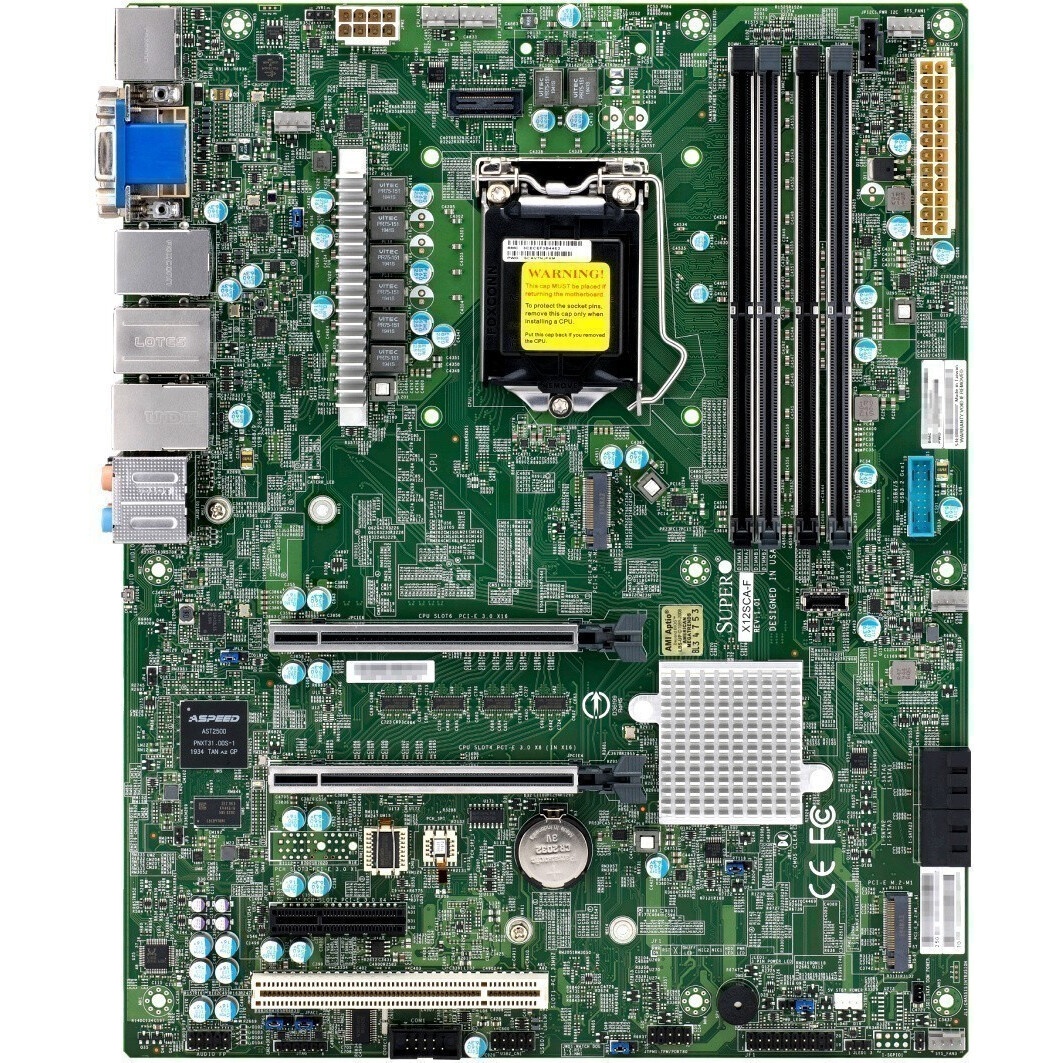 Материнская плата Supermicro MBD-X12SCA-F-B W-1200 CPU, 4 DIMM slots, Intel W480 controller for 4 SA