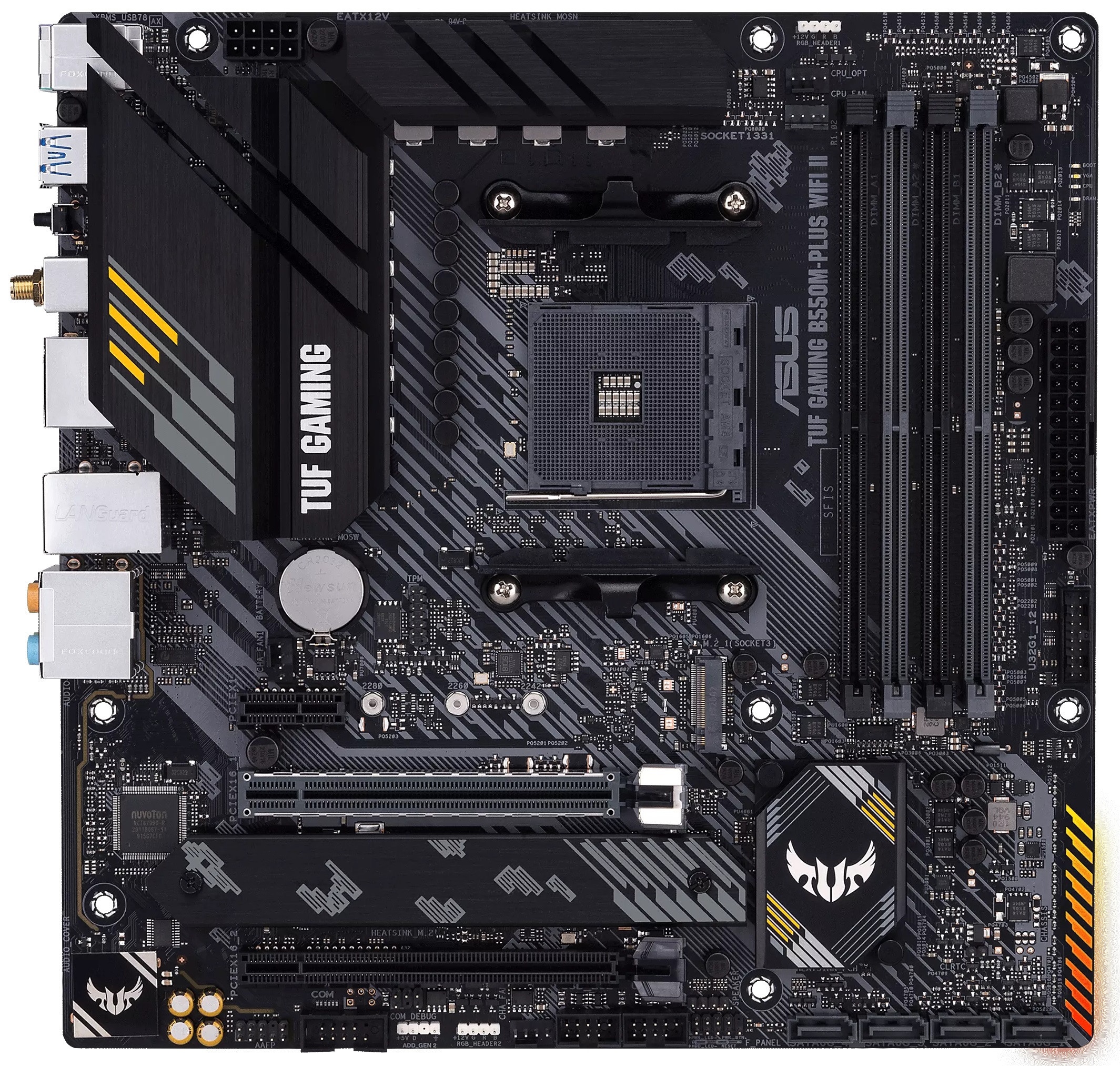 Материнская плата ASUS TUF GAMING B550M-PLUS WI-FI II, AM4, AMD B550, 4xDDR4, 4xSATA, 2xM.2, 1xPCIe