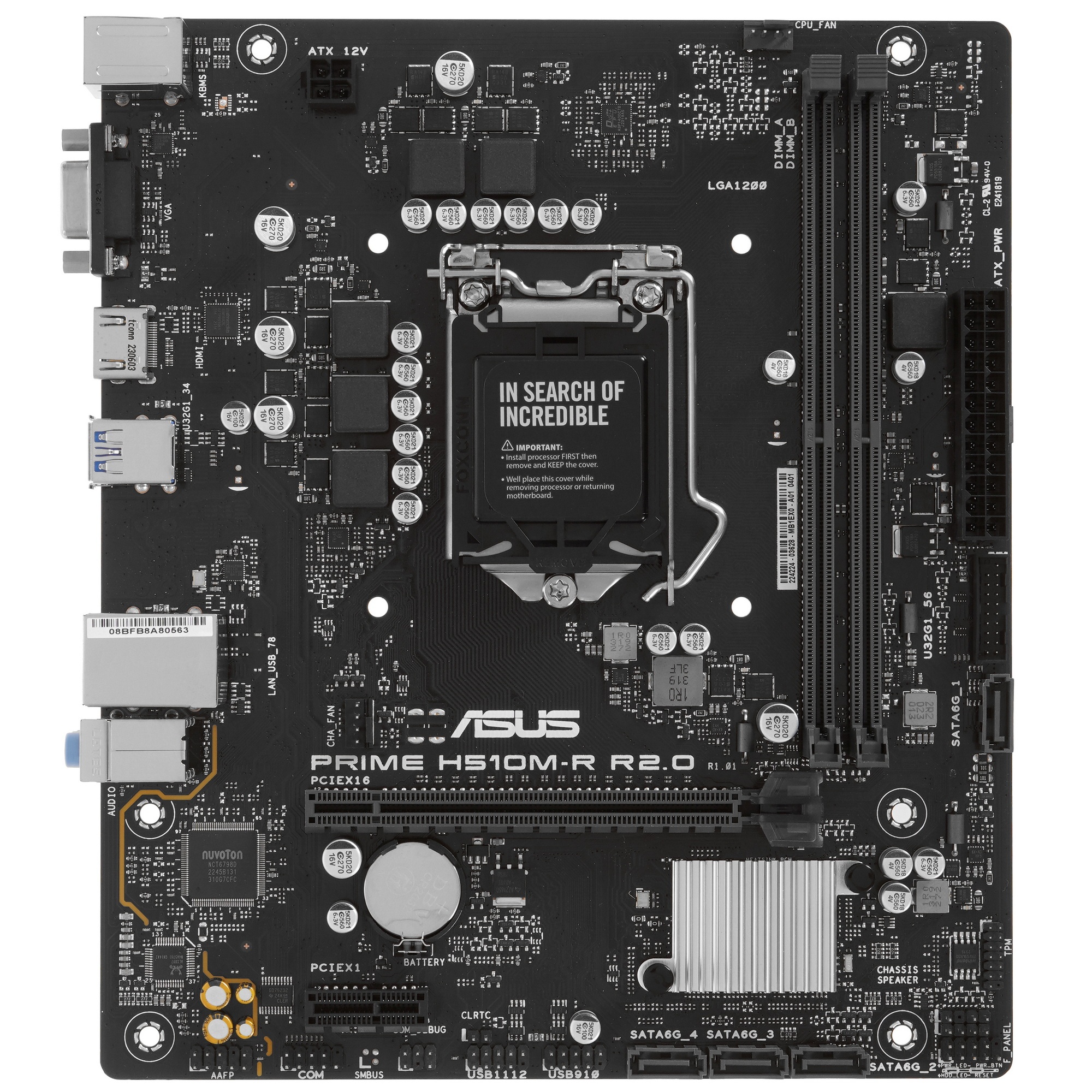 Материнская плата ASUS PRIME H510M-R R2.0-SI, LGA 1200, Intel H470, 2xDDR4, 4xSATA, 1xPCIe 4.0 x16,