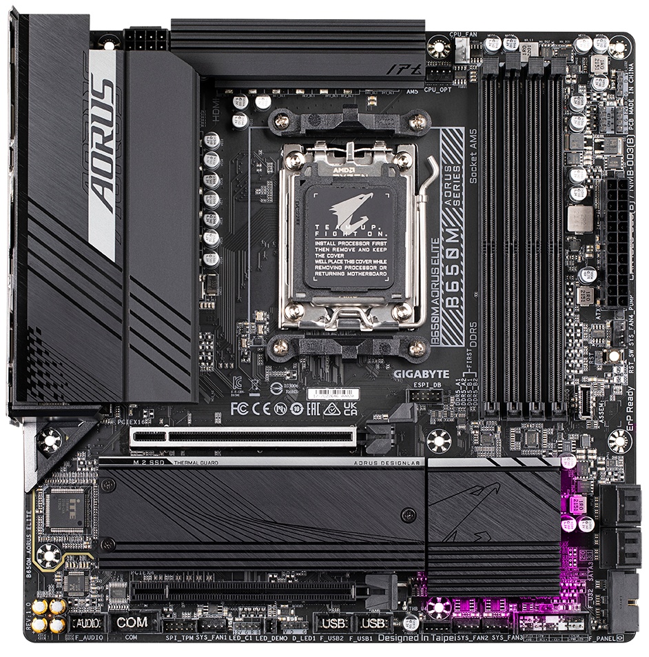 Материнская плата Gigabyte B650M AORUS ELITE, Socket AM5, AMD B650, 4xDDR5, 4xSATA, 2xM.2, 1xPCI-E 4