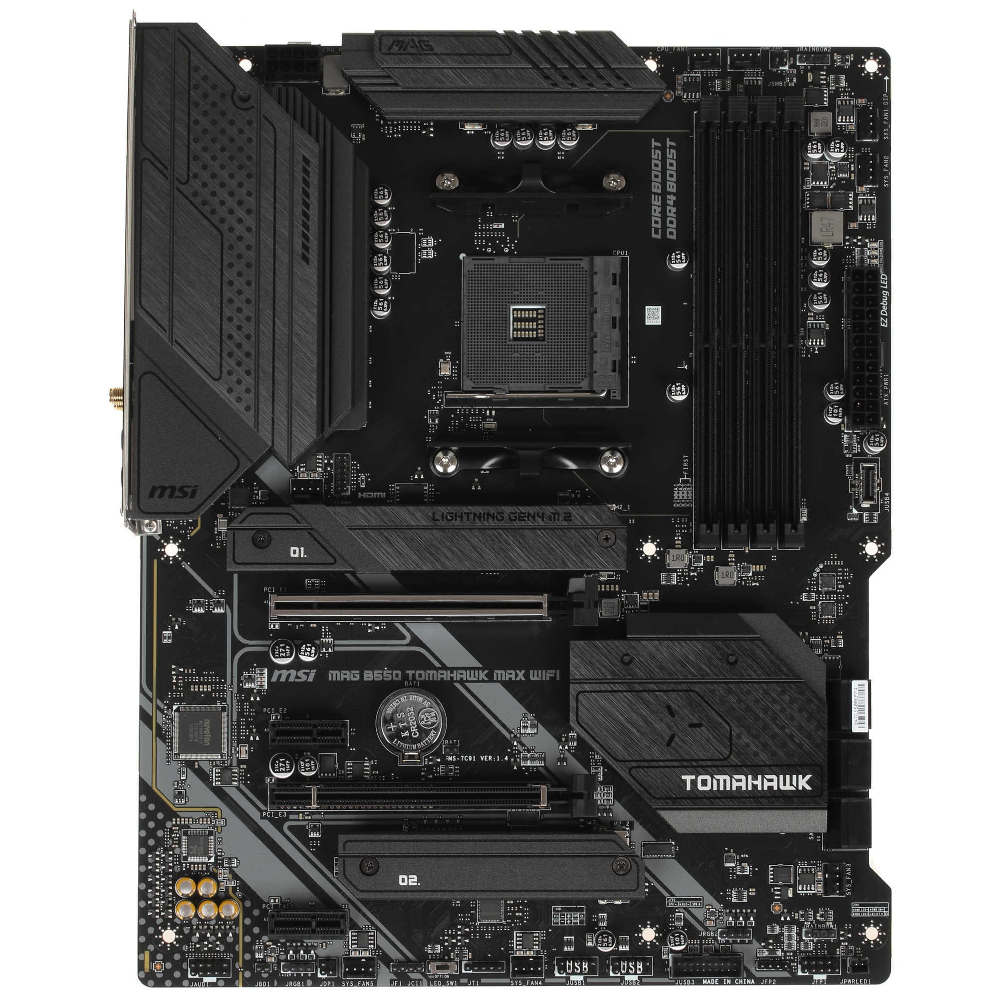 Материнская плата MSI MAG B550 TOMAHAWK MAX WIFI, AM4, AMD B550, 4xDDR4, 6xSATA, 2xM.2, 1xPCI-E 4.0