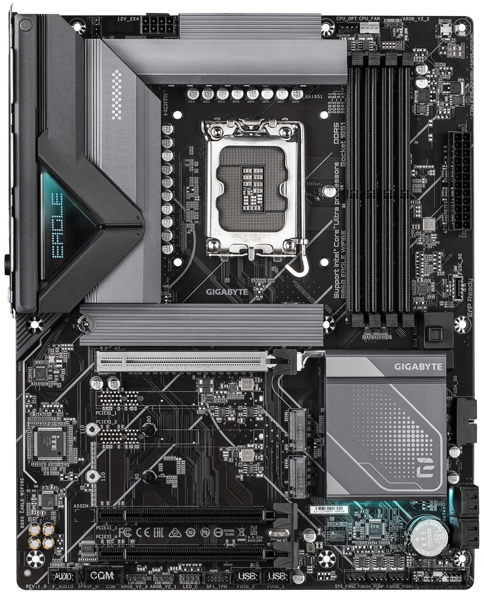 Материнская плата Gigabyte B860 EAGLE WIFI6E, LGA 1851, Intel B860, 4xDDR5, 4xSATA, 3xM.2, 1xPCIe 5.