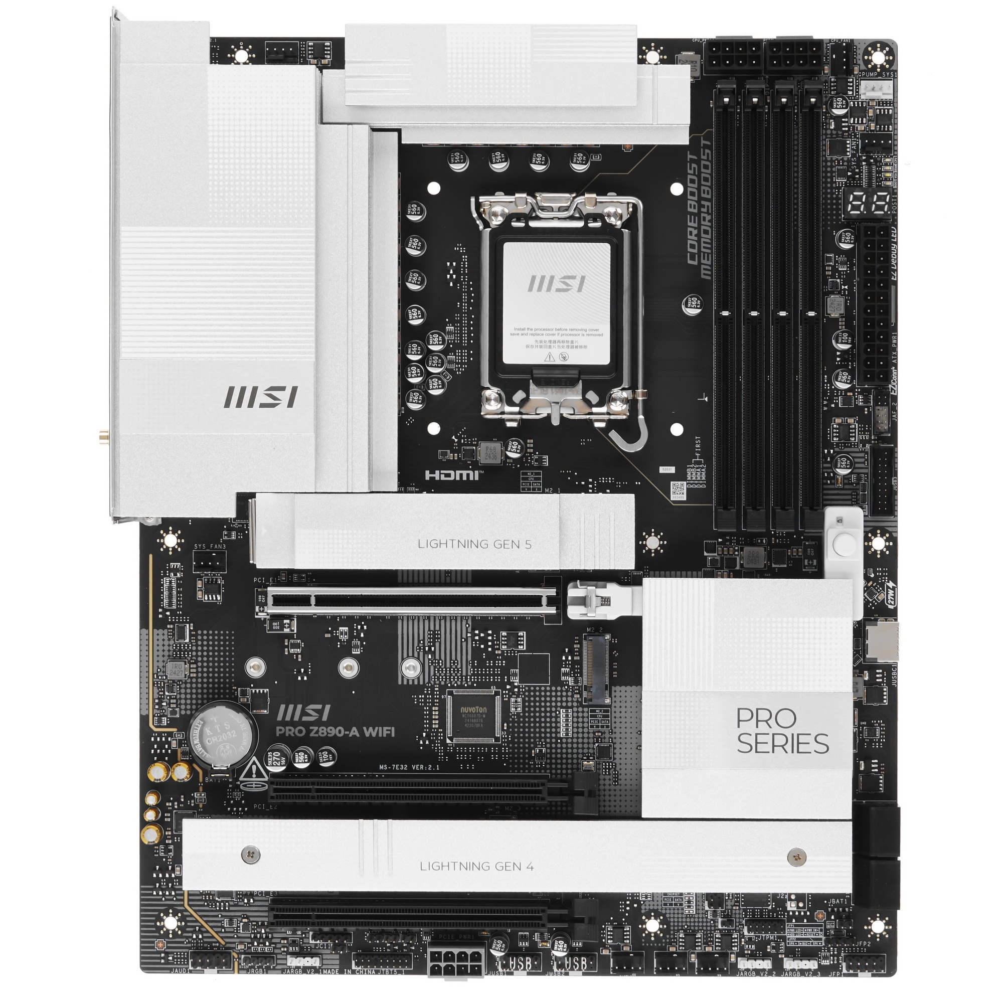 Материнская плата MSI PRO Z890-A WIFI, LGA 1851, Intel Z890, 4xDDR5, 4xSATA, 4xM.2, 1xPCIe 5.0 x16,