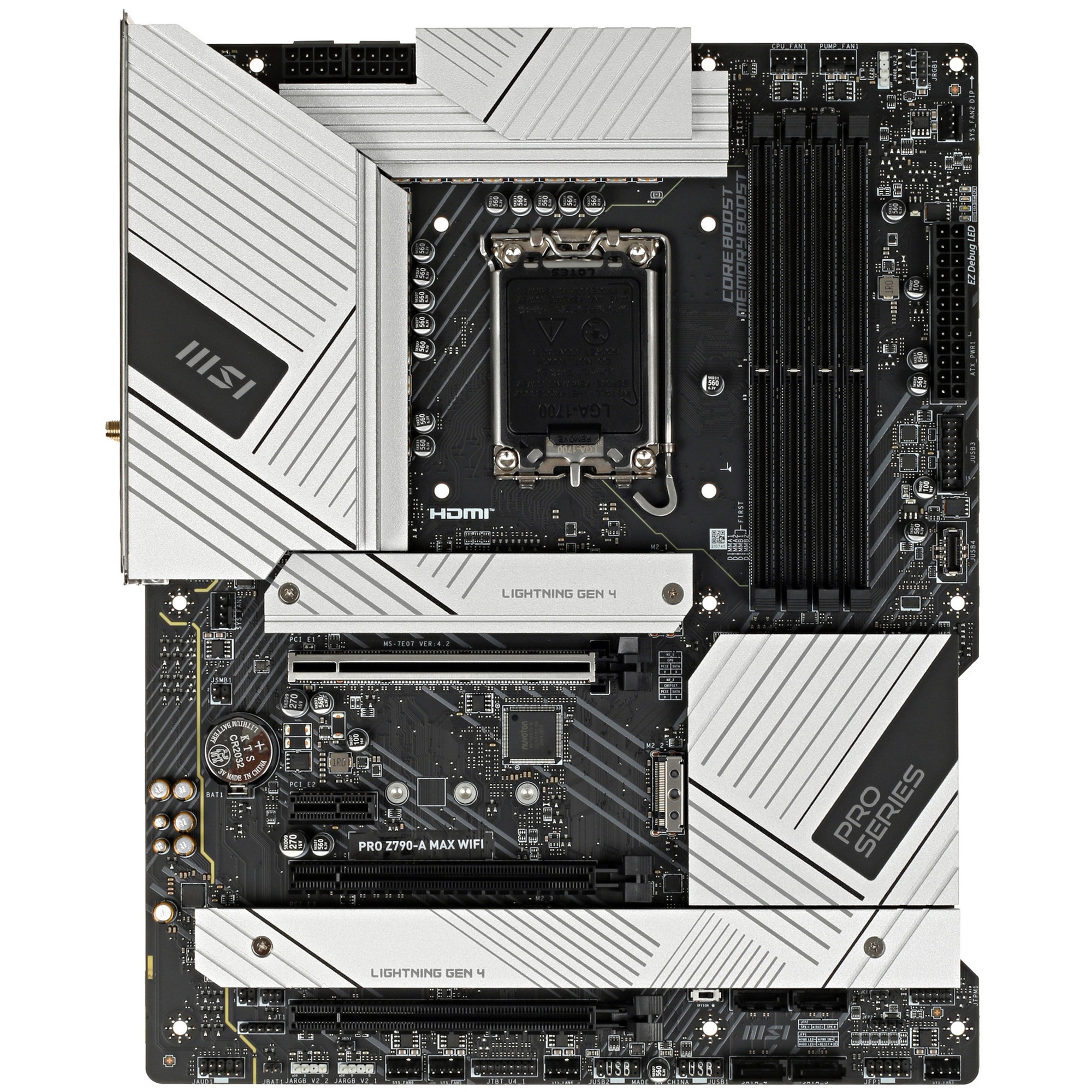 Материнская плата MSI PRO Z790-A MAX WIFI, LGA 1700, Intel Z790, 4xDDR5, 6xSATA, 4xM.2, 1xPCI-E 5.0