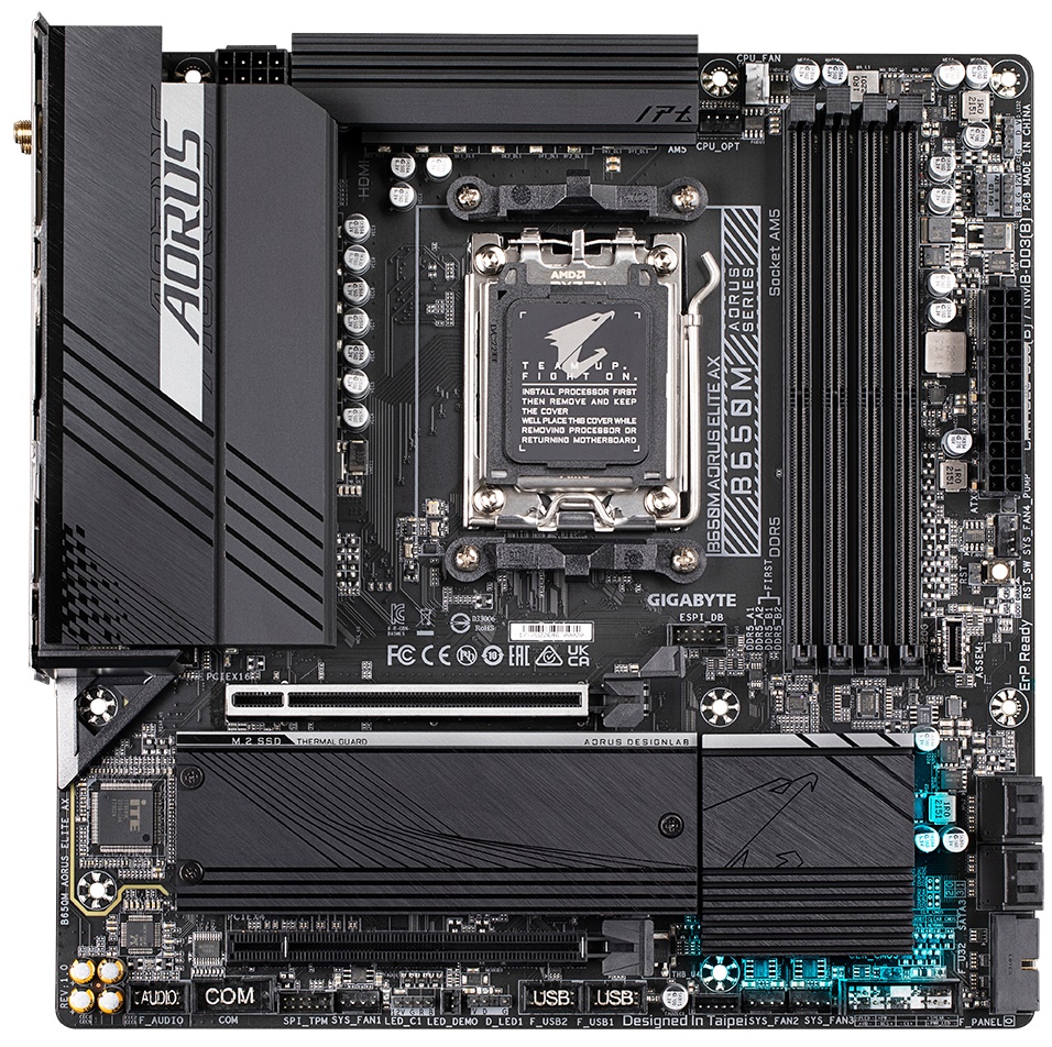 Материнская плата Gigabyte B650M AORUS ELITE AX, AM5, AMD B650, 4xDDR5, 4xSATA, 2xM.2, 1xPCI-E 5.0 x