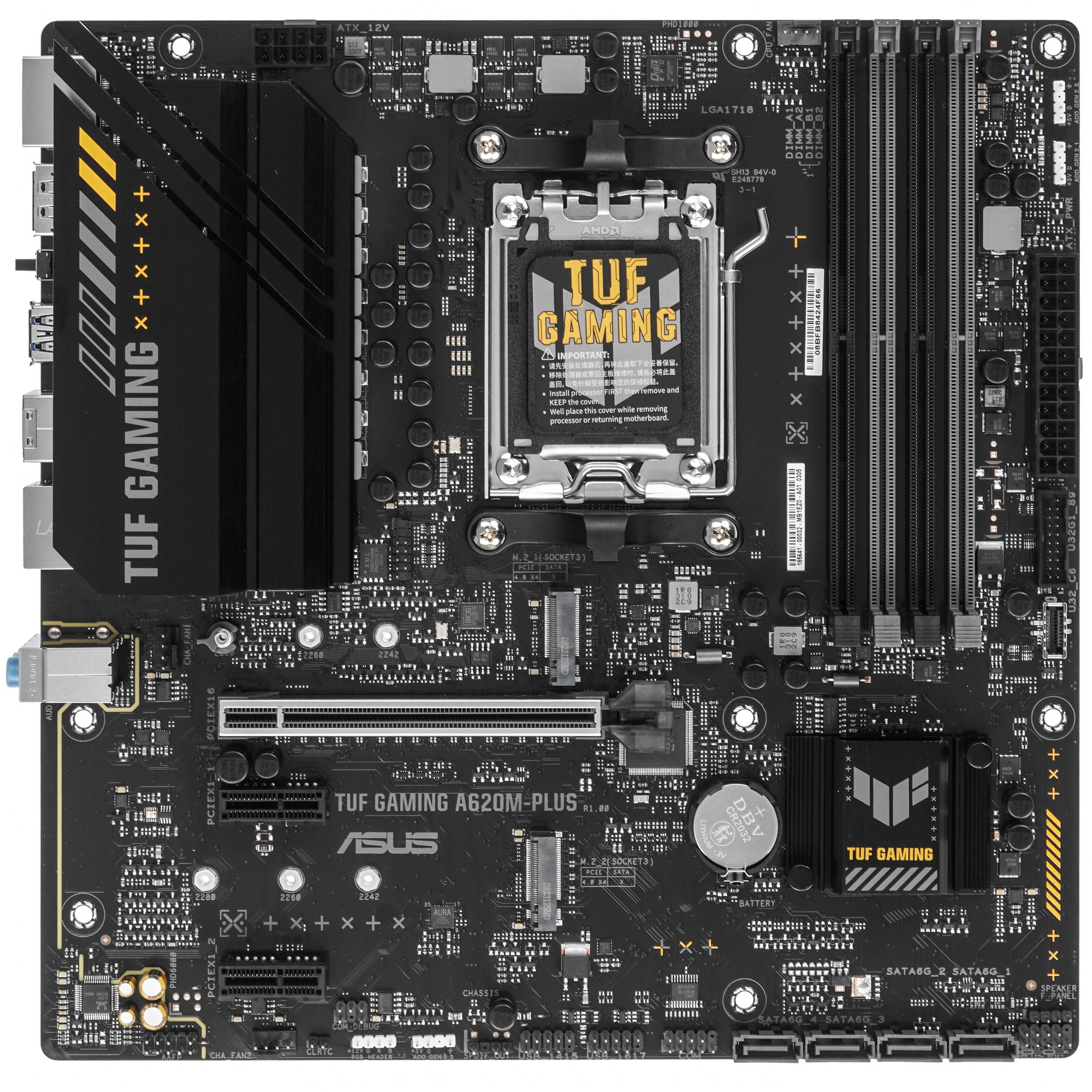 Материнская плата ASUS TUF GAMING A620M-PLUS, AM5, AMD A620, 4xDDR5, 4xSATA, 2xM.2, 1xPCI-E 4.0 x16,