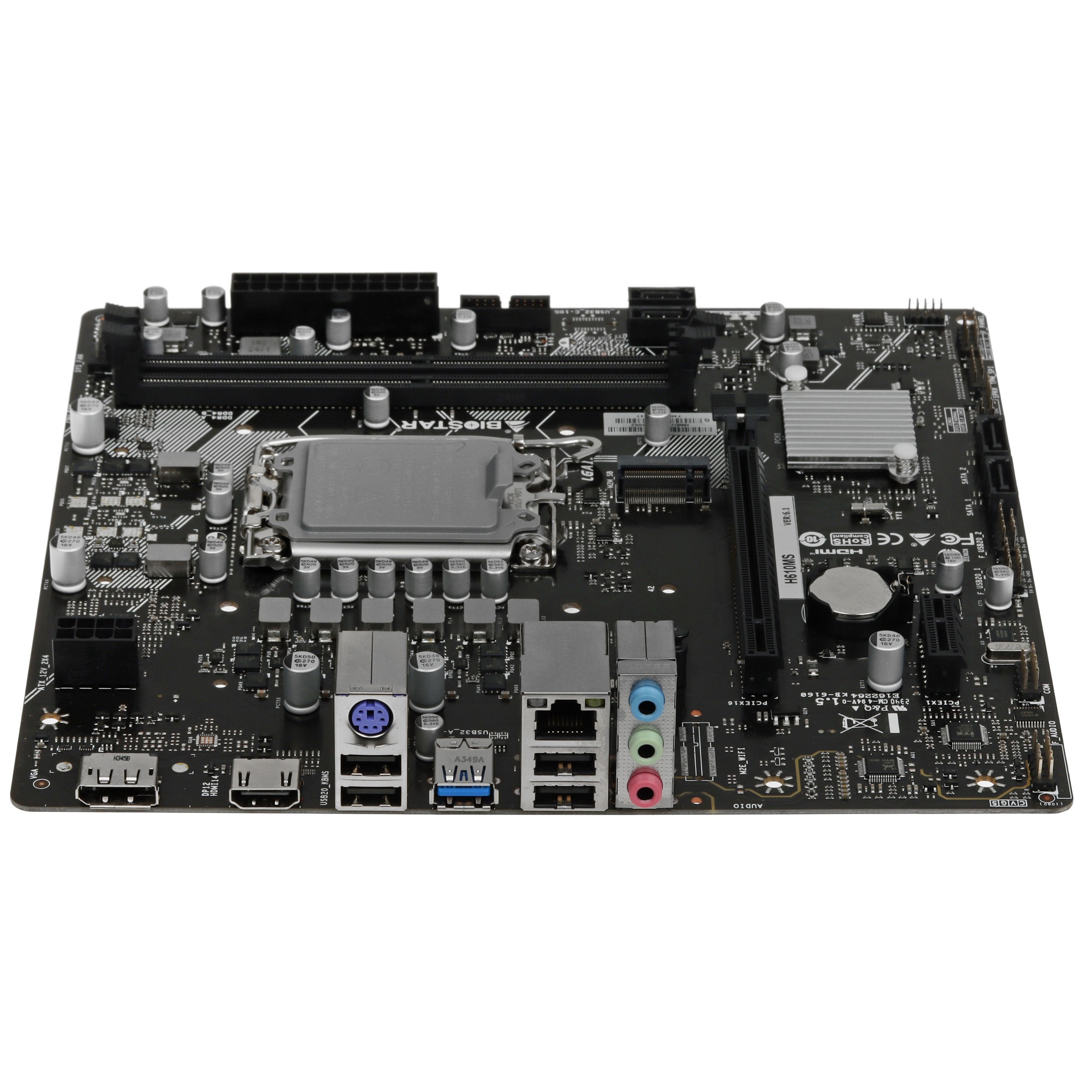 Материнская плата Biostar H610MS, LGA 1700, Intel H610, 2xDDR4, 4xSATA, 1xM.2, 1xPCIe 4.0 x16, 1xPCI