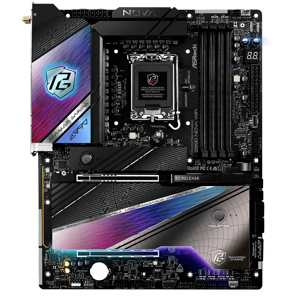 Материнская плата ASRock Z890 Nova WiFi, LGA 1851, Intel Z890, 4xDDR5, 4xSATA, 6xM.2, 1xPCIe 5.0 x16