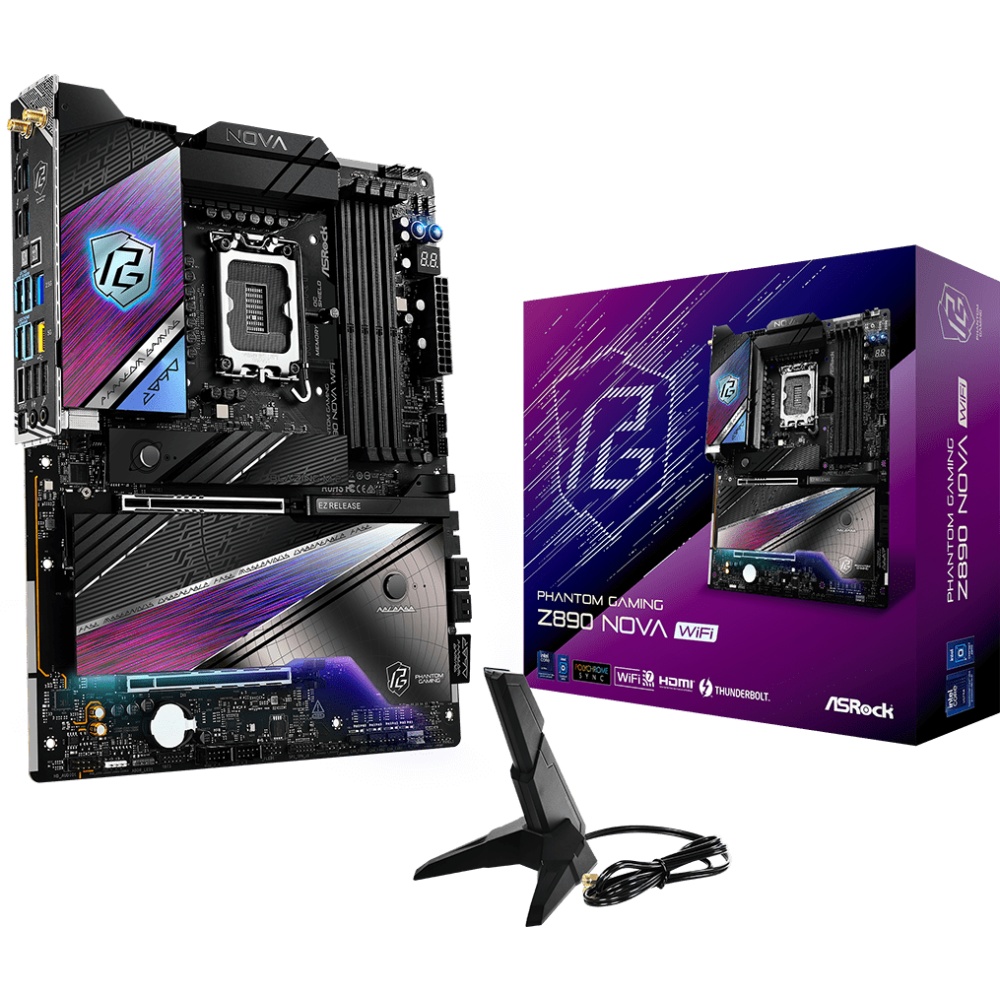 Материнская плата ASRock Z890 Nova WiFi, LGA 1851, Intel Z890, 4xDDR5, 4xSATA, 6xM.2, 1xPCIe 5.0 x16