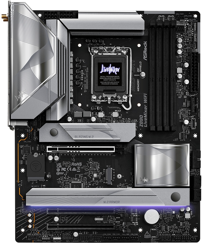 Материнская плата ASRock Z890 LiveMixer WiFi, LGA 1851, Intel Z890, 4xDDR5, 4xSATA, 4xM.2, 1xPCIe 5.