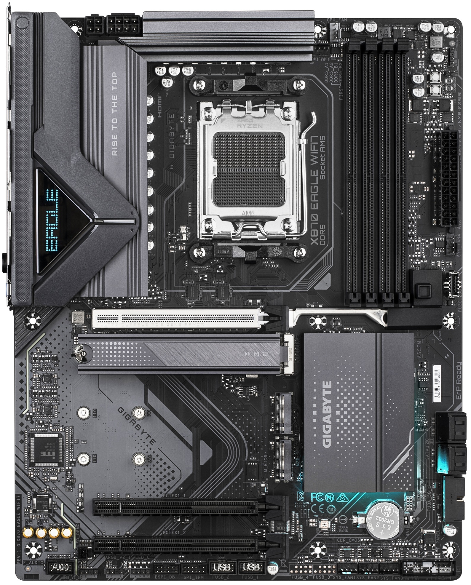 Материнская плата Gigabyte X870 EAGLE WIFI7, AM5, AMD X870, 4xDDR5, 4xSATA, 3xM.2, 1xPCI-E 5.0 x16,