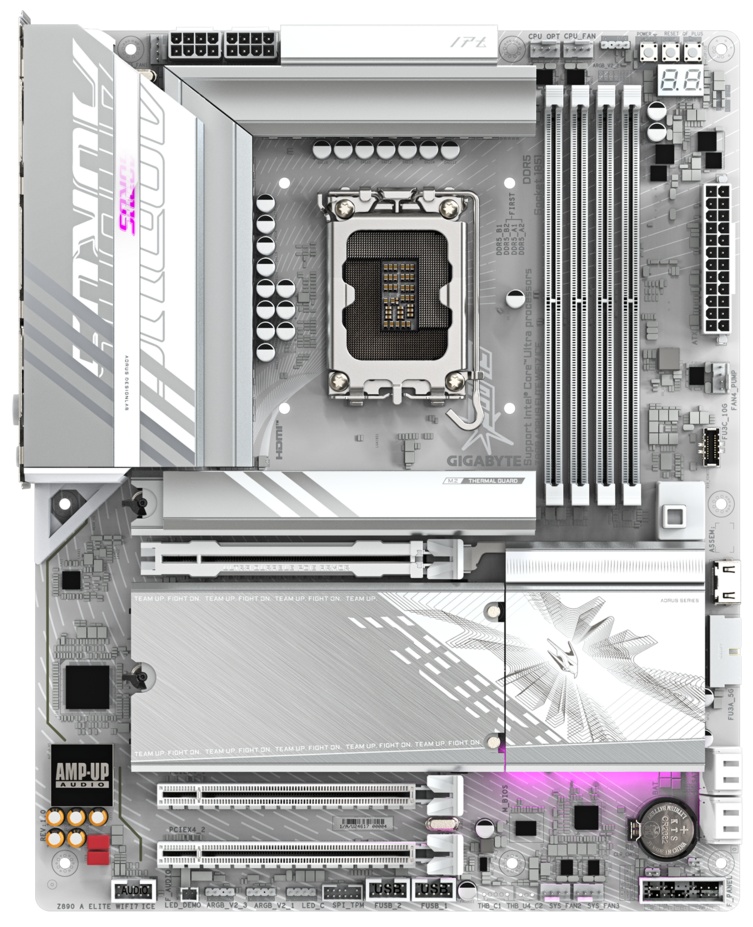 Материнская плата Gigabyte Z890 AORUS ELITE WIFI7 ICE, LGA 1851, Intel Z890, 4xDDR5, 4xSATA, 4xM.2,