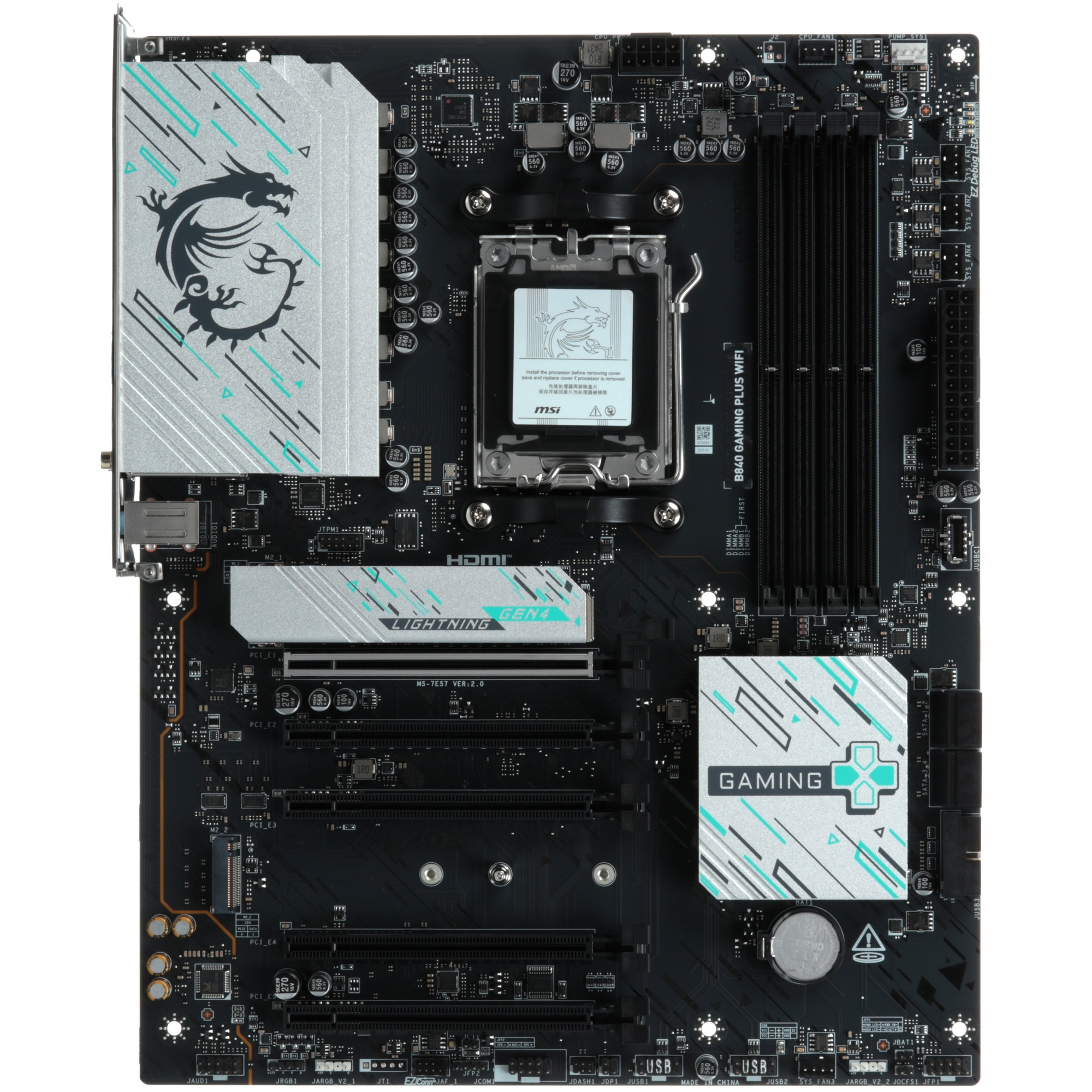 Материнская плата MSI B840 GAMING PLUS, Socket AM5, AMD B840, 4xDDR5, 4xSATA, 2xM.2, 1xPCI-E 4.0 x16