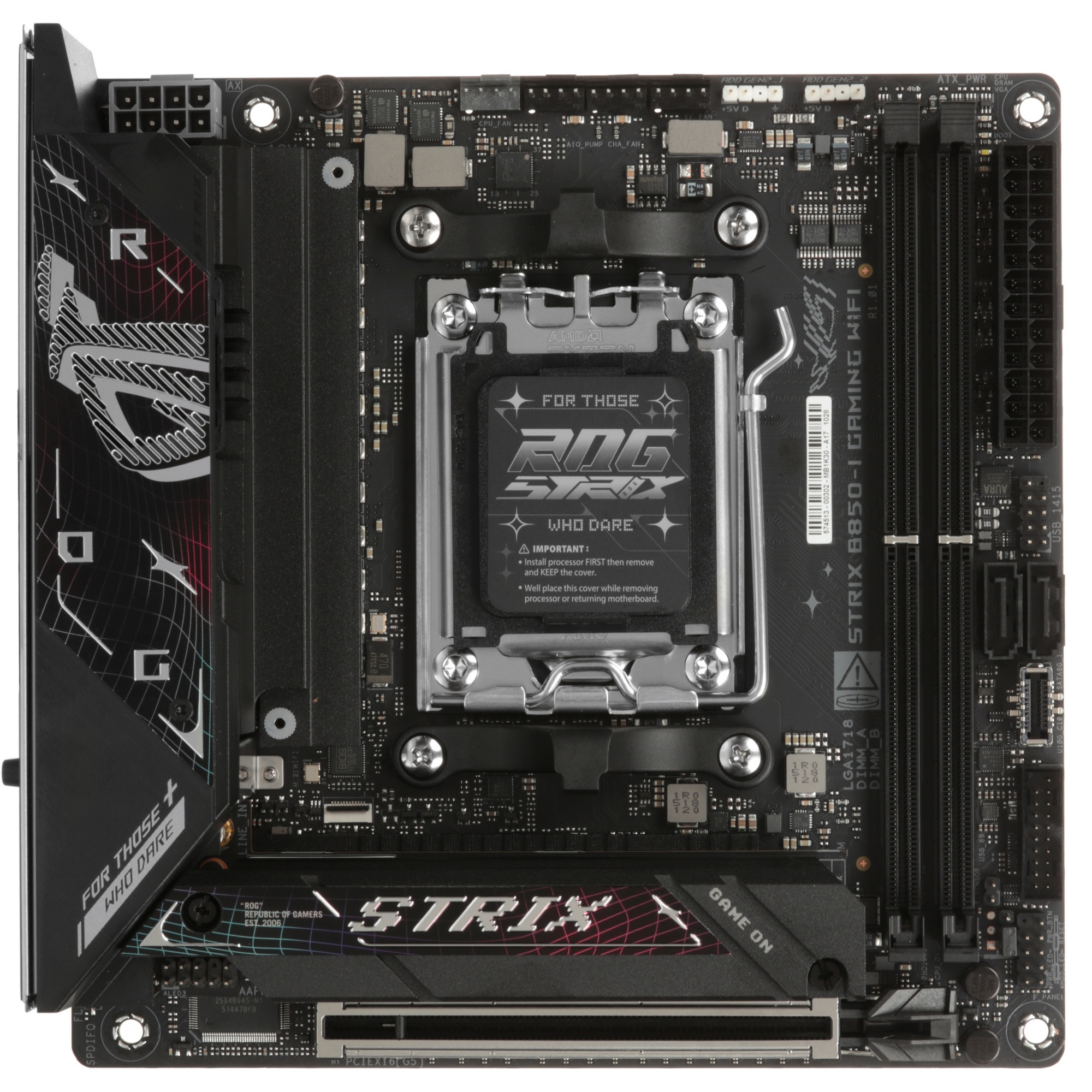 Материнская плата ASUS ROG STRIX B850-I GAMING WIFI, AM5, B650, 2*DDR5, 2*SATA, 2*M.2, 4*USB 3.2, 2*