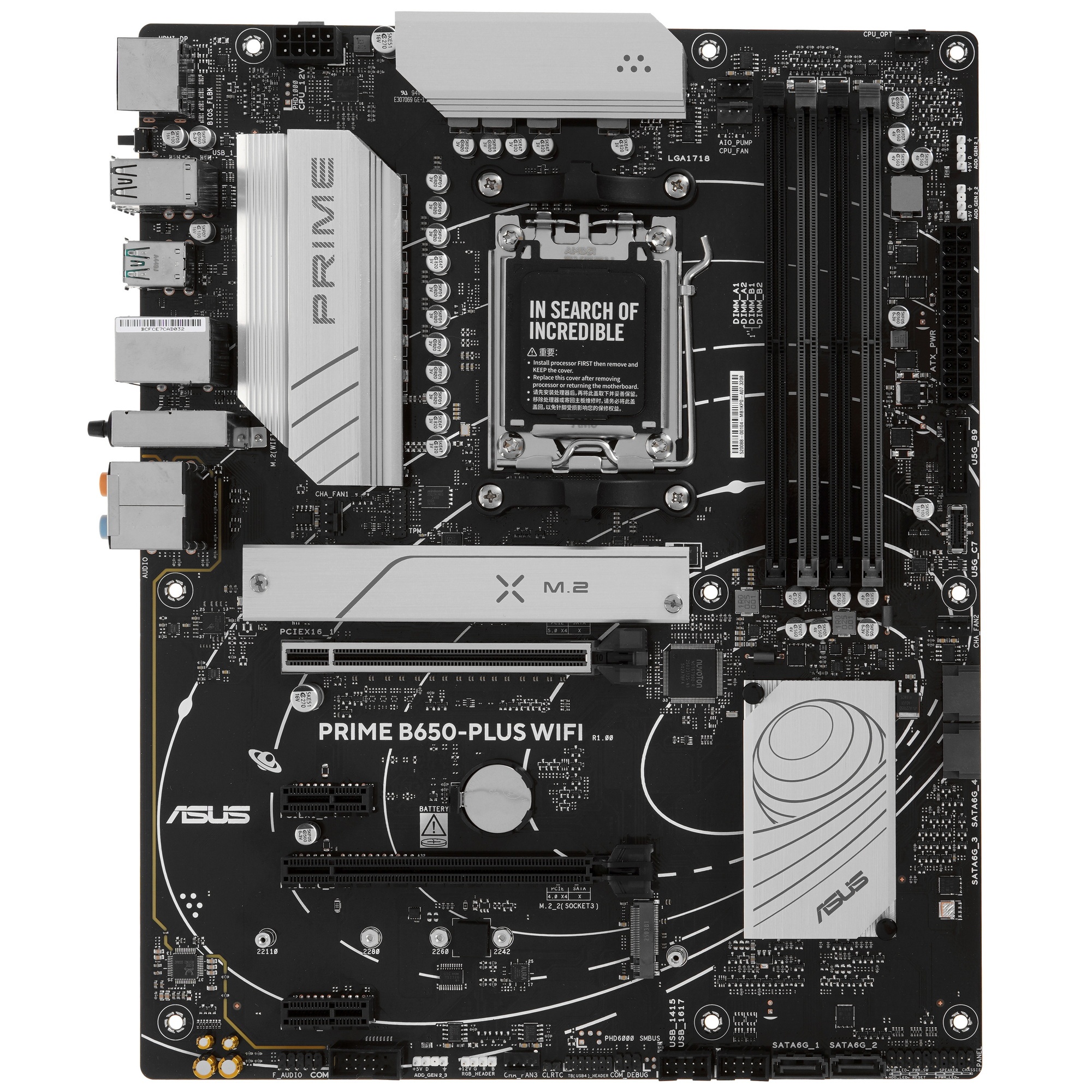 Материнская плата ASUS PRIME B840-PLUS WIFI, AM5, B840, 4*DDR5, 4*SATA, 3*M.2, 3*USB 3.2, 4*USB 2.0,
