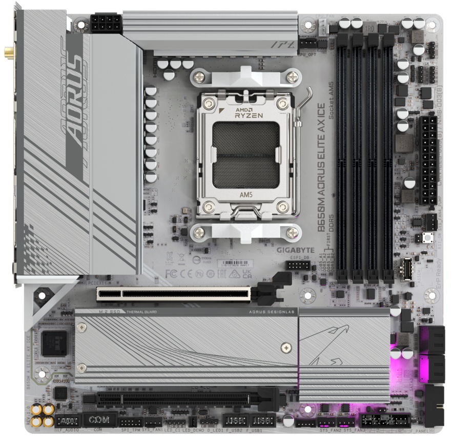 Материнская плата Gigabyte B650M AORUS ELITE AX ICE SocketAM5 AMD B650 4xDDR5 mATX AC`97 8ch(7.1) 2.