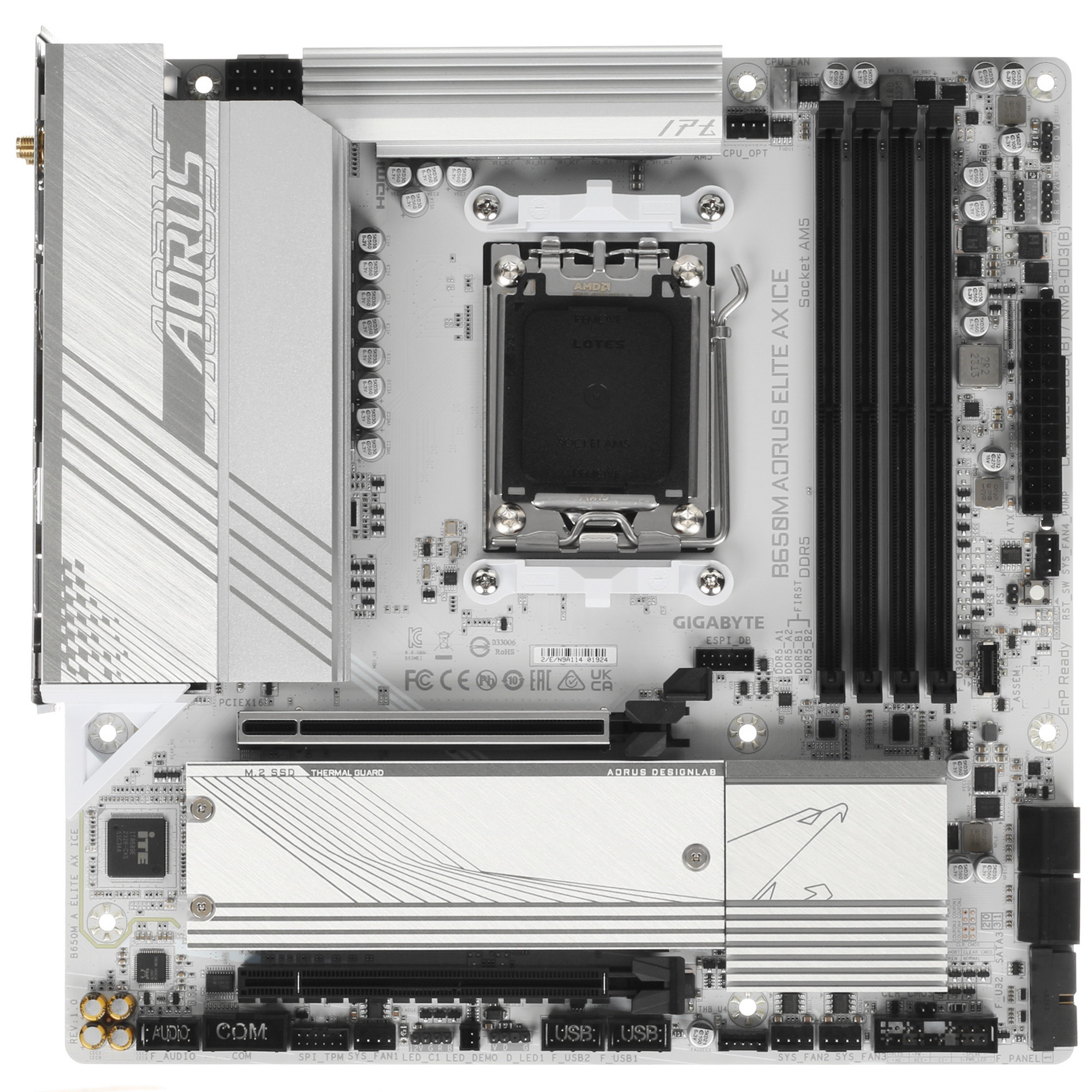 Материнская плата Gigabyte B650M AORUS ELITE AX ICE SocketAM5 AMD B650 4xDDR5 mATX AC`97 8ch(7.1) 2.