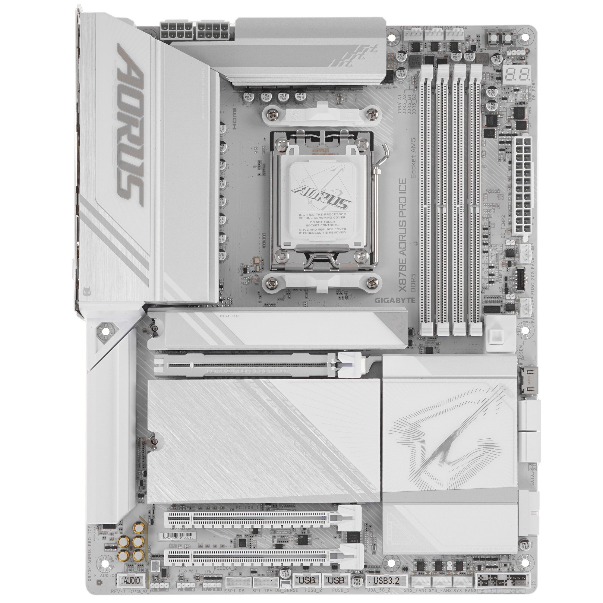 Материнская плата Gigabyte X870E AORUS PRO ICE, AM5, AMD X870E, 4xDDR5, 4xSATA, 4xM.2, 1xPCI-E 5.0 x
