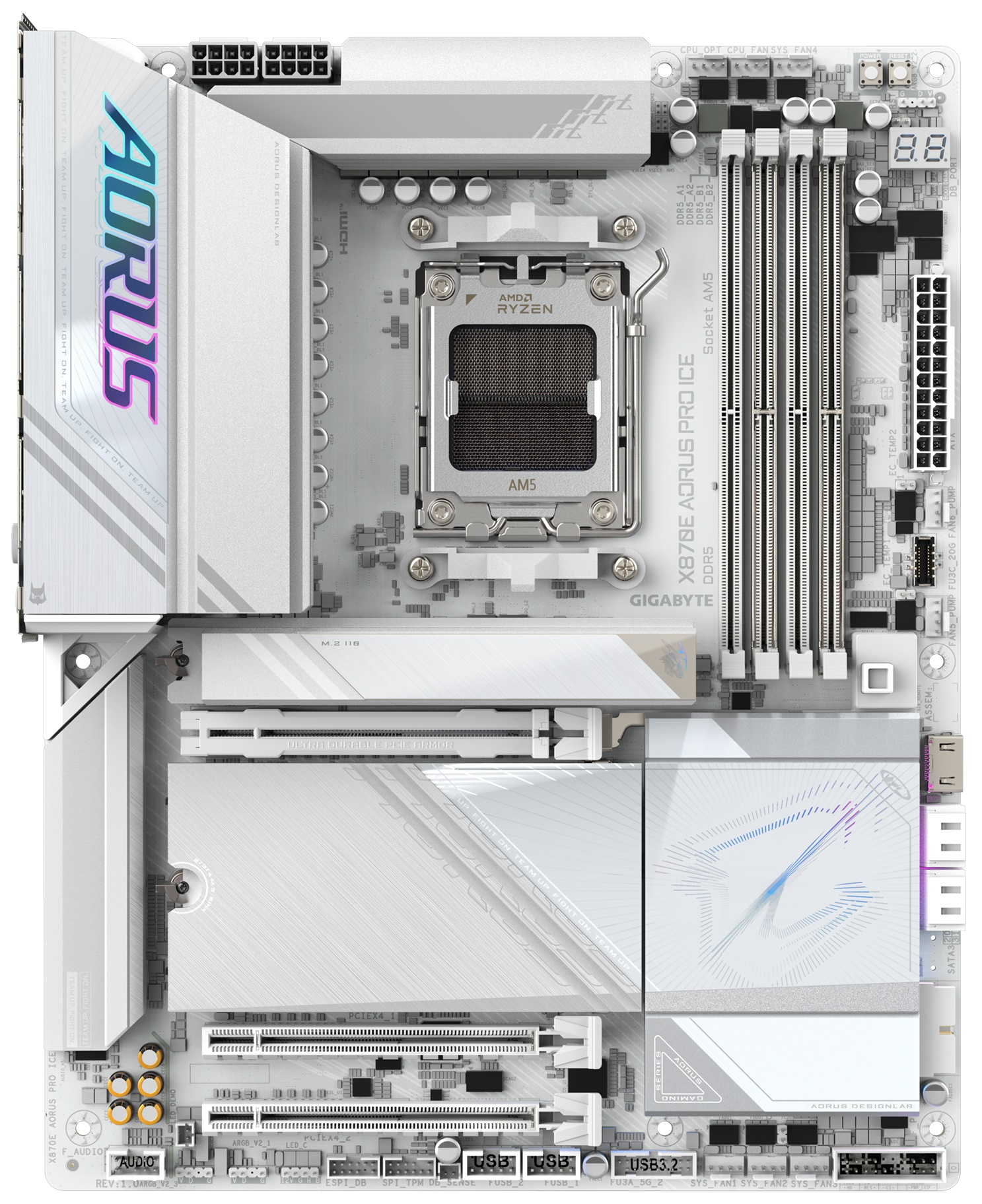 Материнская плата Gigabyte X870E AORUS PRO ICE, AM5, AMD X870E, 4xDDR5, 4xSATA, 4xM.2, 1xPCI-E 5.0 x
